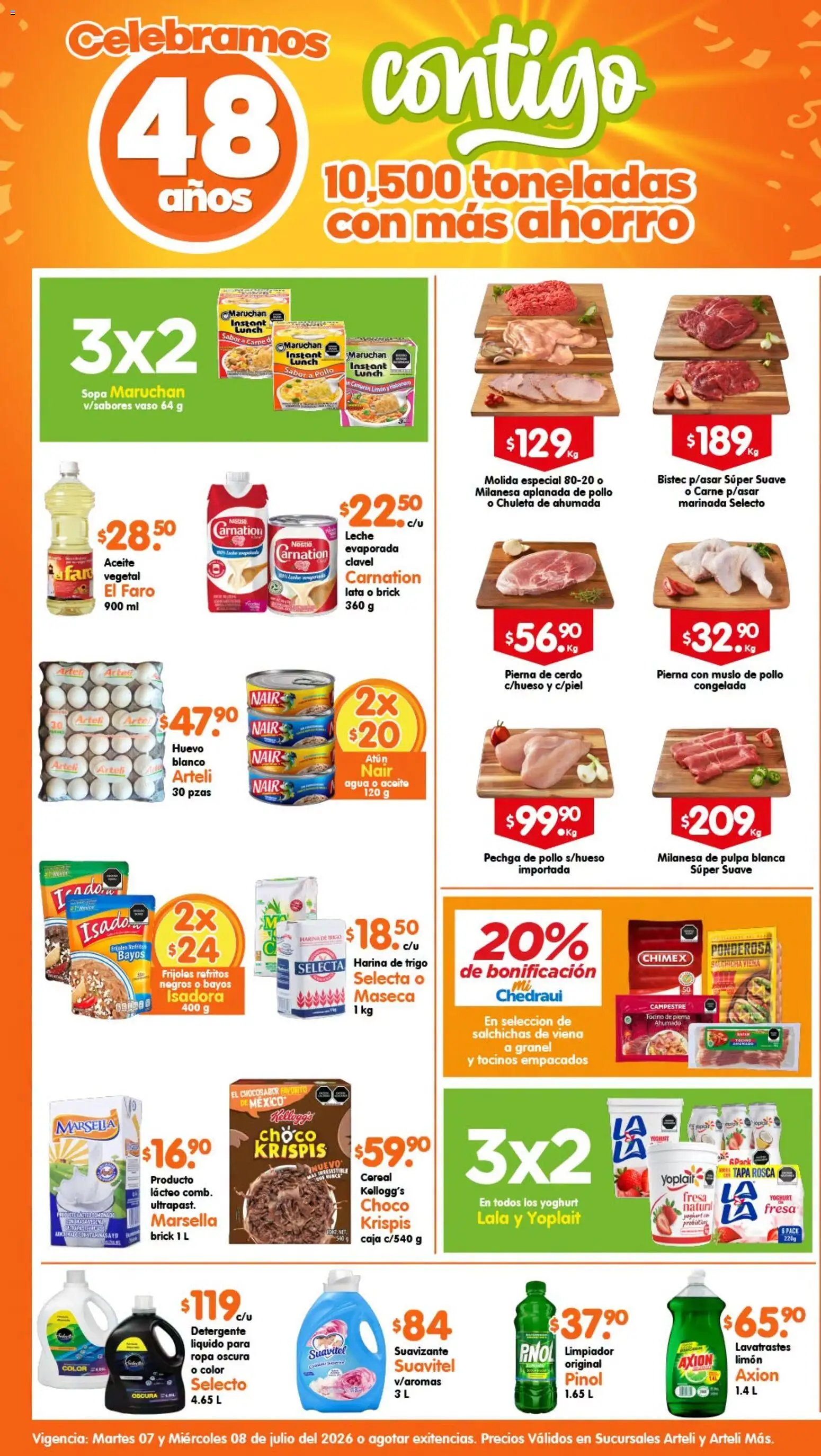 Nuevas ofertas de Arteli válidas en toda la República Mexicana desde el 07/07/2026. ¡Encuentra las mejores ofertas en Arteli folleto Tuxpan! | Página: 1 | Productos: Fresa, Milanesa, Sopa, Limpiador