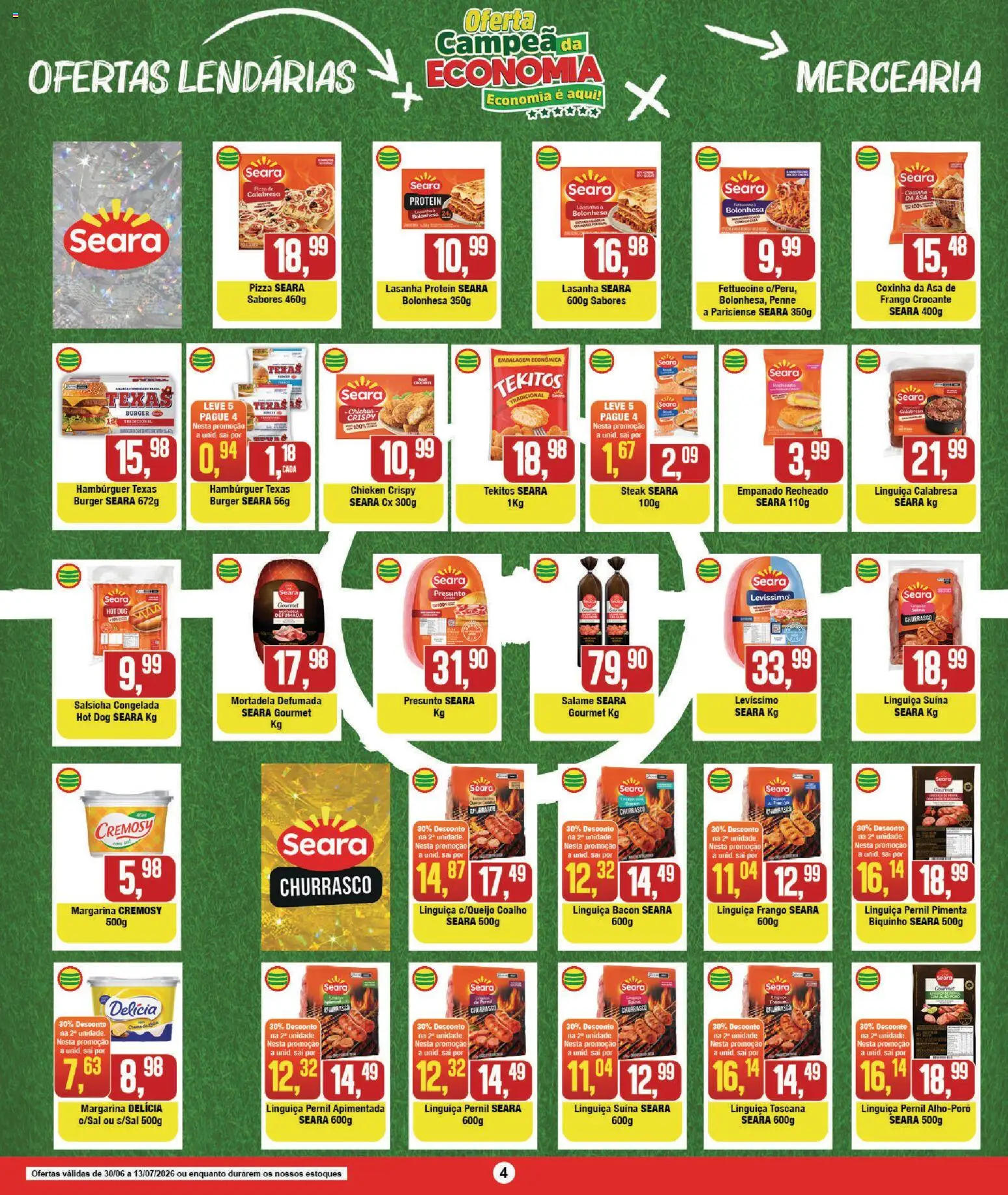 RedEconomia Folheto - válido de 13/07/2026 | Página: 4 | Produtos: Linguiça, Presunto, Hambúrguer, Margarina