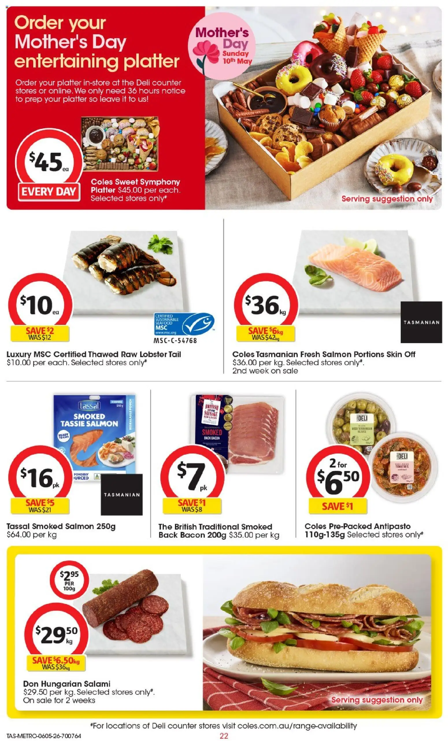Coles catalogue - valid from 06.05.2026 | Page: 23 | Products: Bacon, Lobster, Sustainable, Seafood