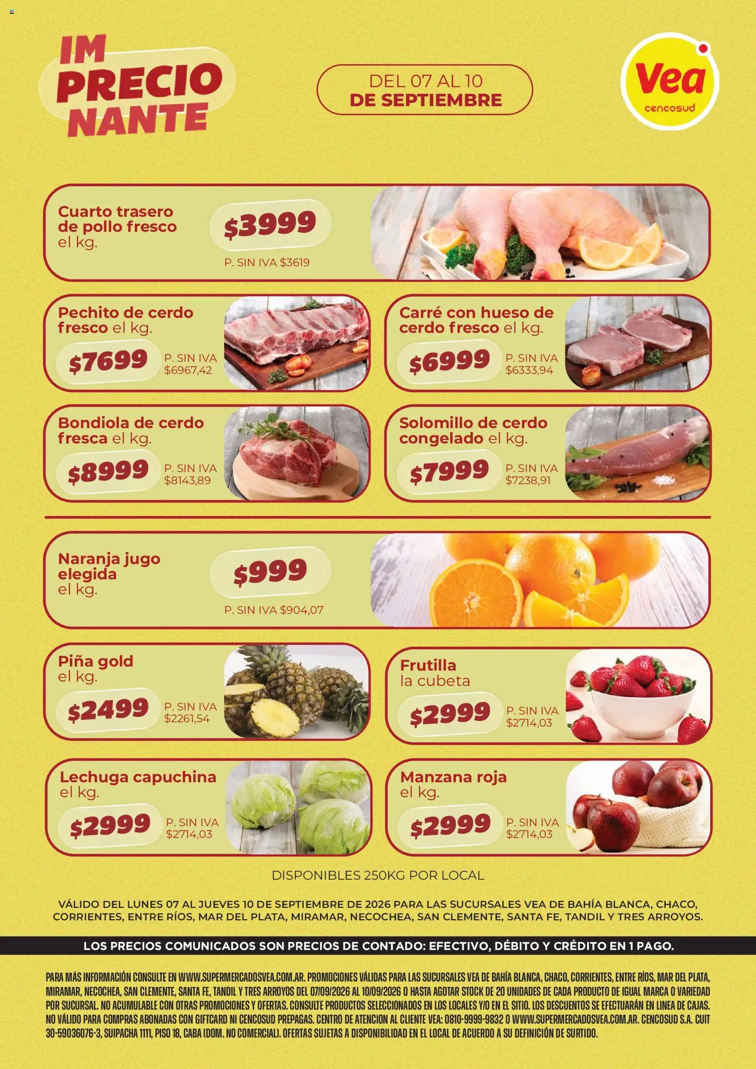 Vea - Volante Semanal │ válido desde el 07/09/2026 | Página: 1 | Productos: Bondiola de cerdo, Frutilla, Jugo, Piña