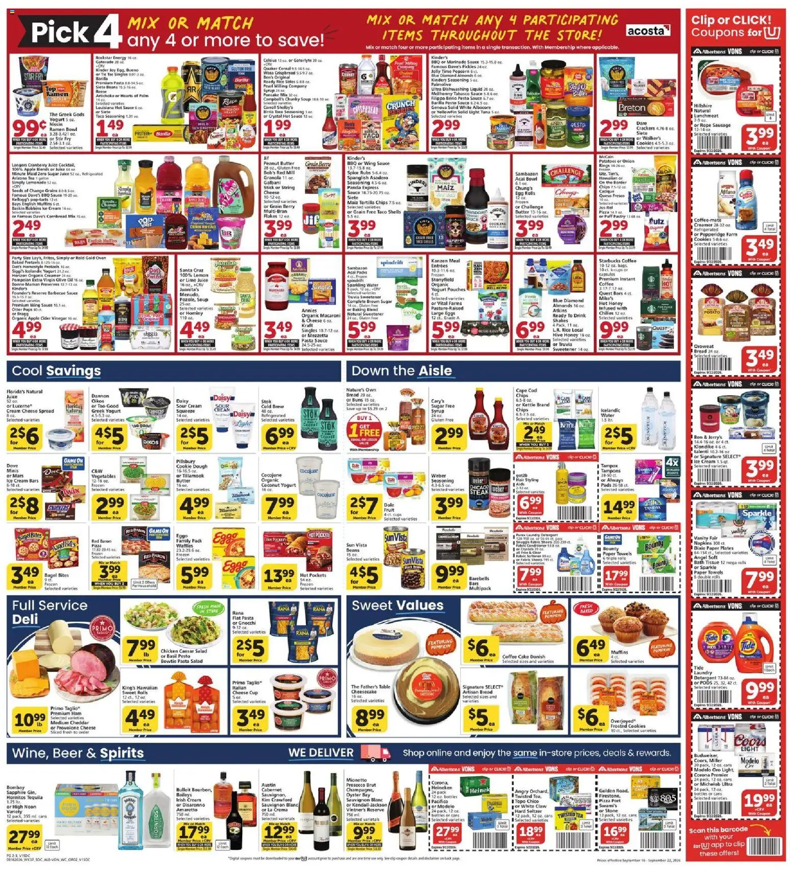 Vons Weekly Ad - valid from 09/16/2026 | Page: 2 | Products: Cream, Cheesecake, Snickers, Dough
