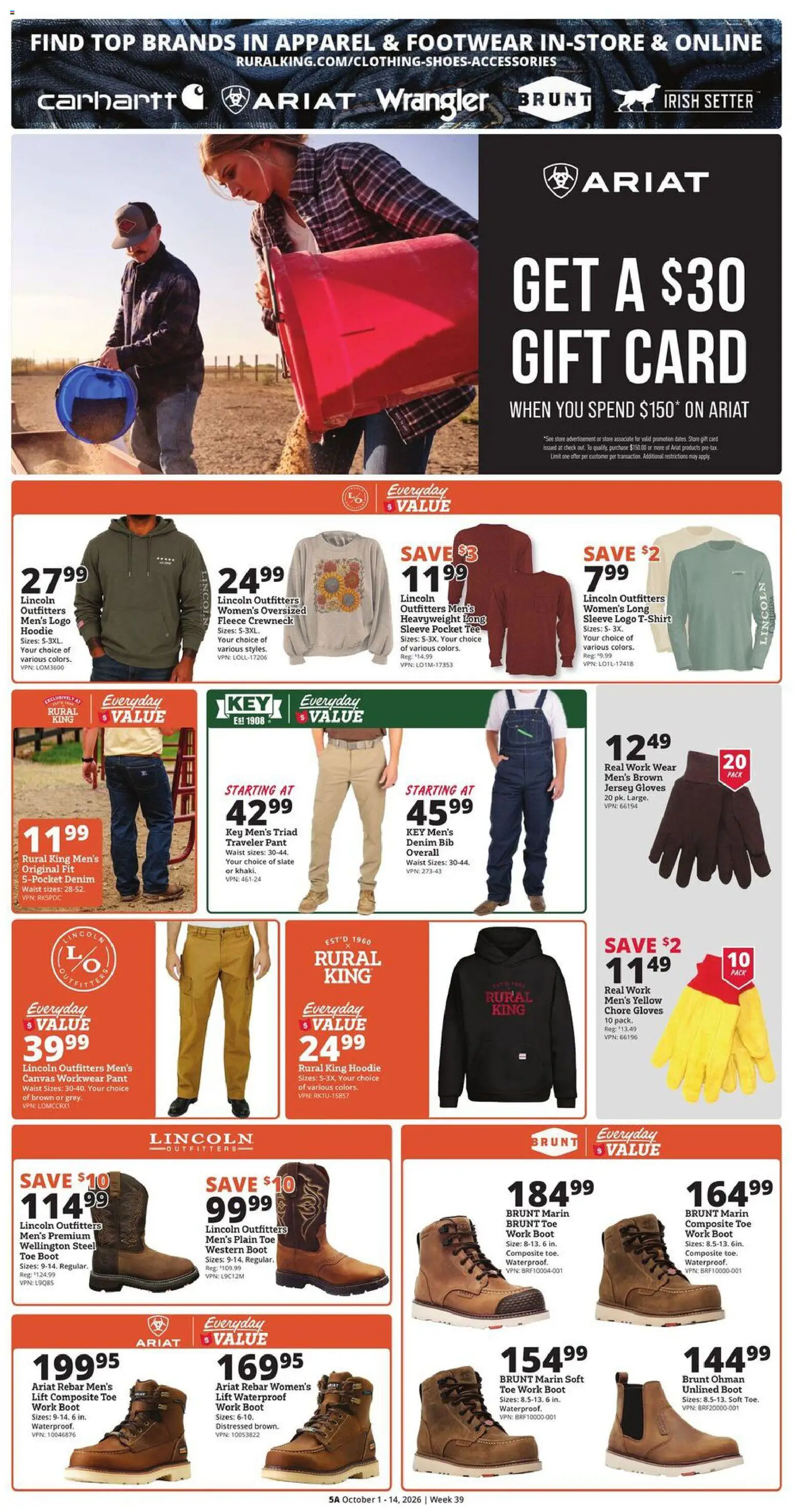 Rural King Weekly Ad - valid from 10/01/2026 | Page: 6 | Products: Workwear, Canvas, Hoodie, Gloves