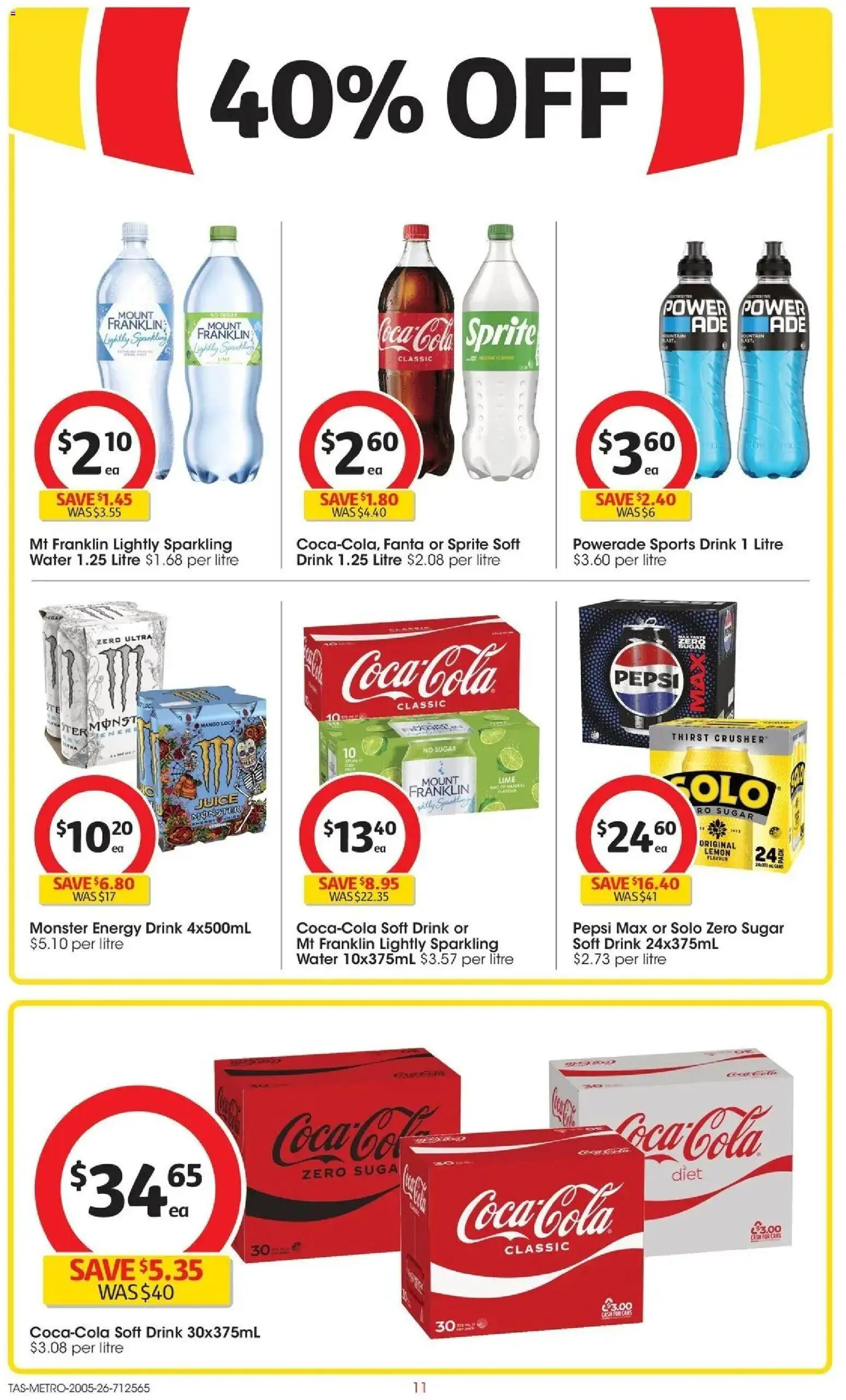 Coles catalogue - valid from 19.05.2026 | Page: 11 | Products: Water, Sugar, Mango, Pepsi Max
