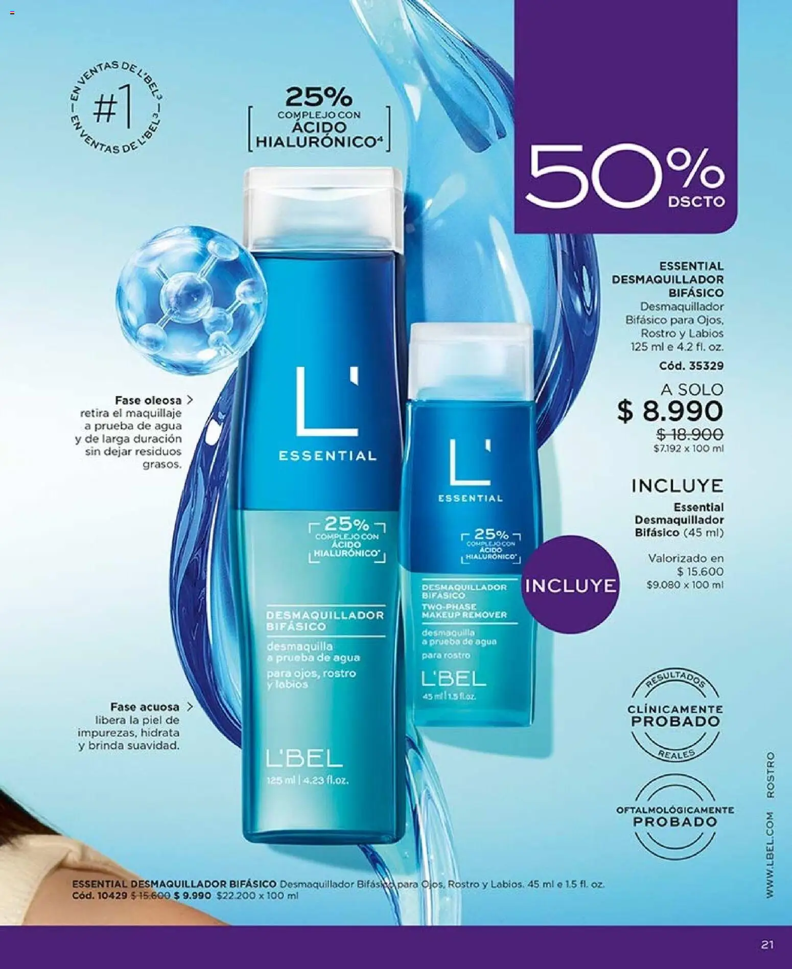 Catálogo L'Bel Campaña 15 │ válido desde el 06.09.2026 | Página: 21 | Productos: Agua, Maquillaje