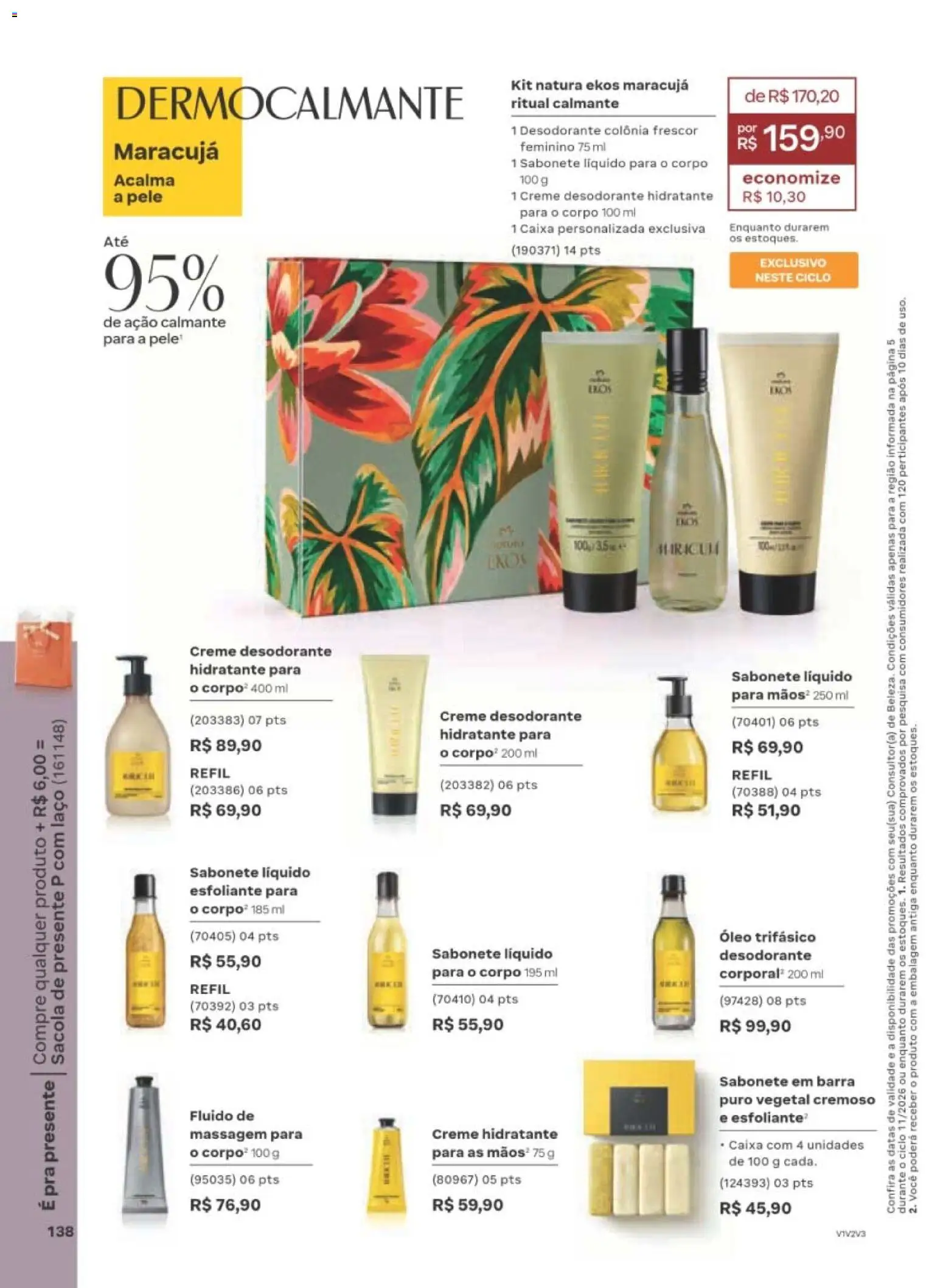 Natura Folheto - válido de 29/06/2026 | Página: 138 | Produtos: Desodorante, Caixa, Óleo, Sabonete líquido