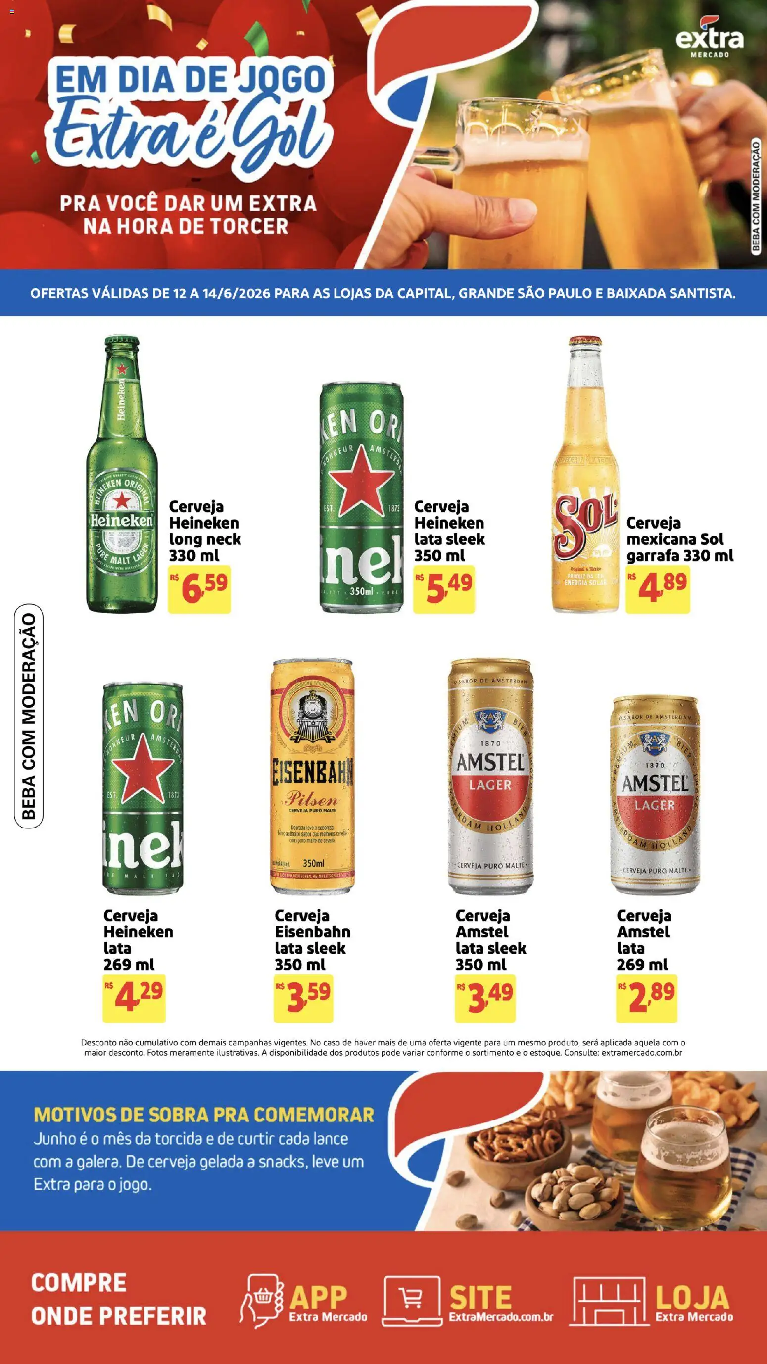 Extra Folheto - válido de 12.06.2026 | Página: 1 | Produtos: Eisenbahn, Cerveja, Cerveja Heineken, Heineken