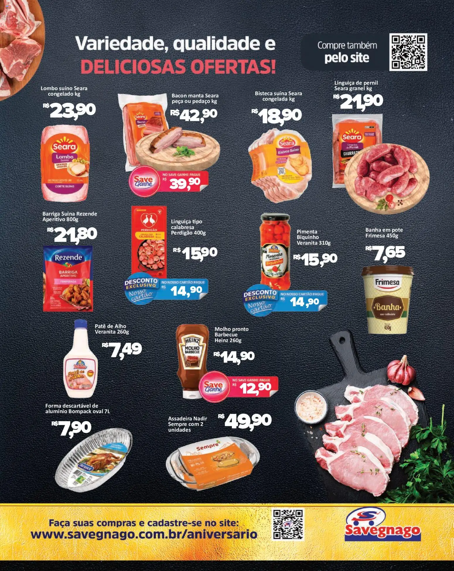 Savegnago Folheto - válido de 12/08/2026 | Página: 3 | Produtos: Alho, Linguiça, Lombo, Faca