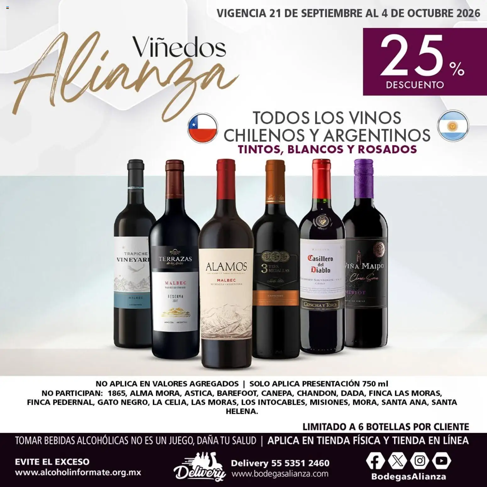 Nuevas ofertas de Bodegas Alianza válidas en toda la República Mexicana desde el 21/09/2026. ¡Encuentra las mejores ofertas en Bodegas Alianza catálogo Viñedos Alianza! | Página: 4