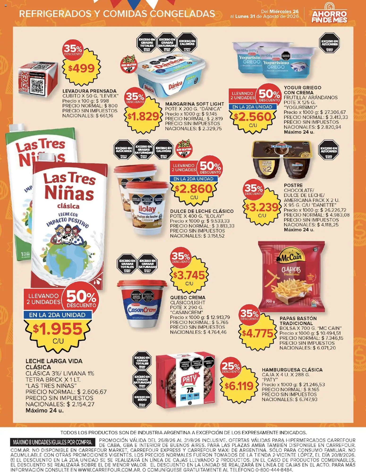 Carrefour ofertas │ válido desde el 26/08/2026 | Página: 10 | Productos: Levadura, Teléfono, Sobre, Dulce de leche