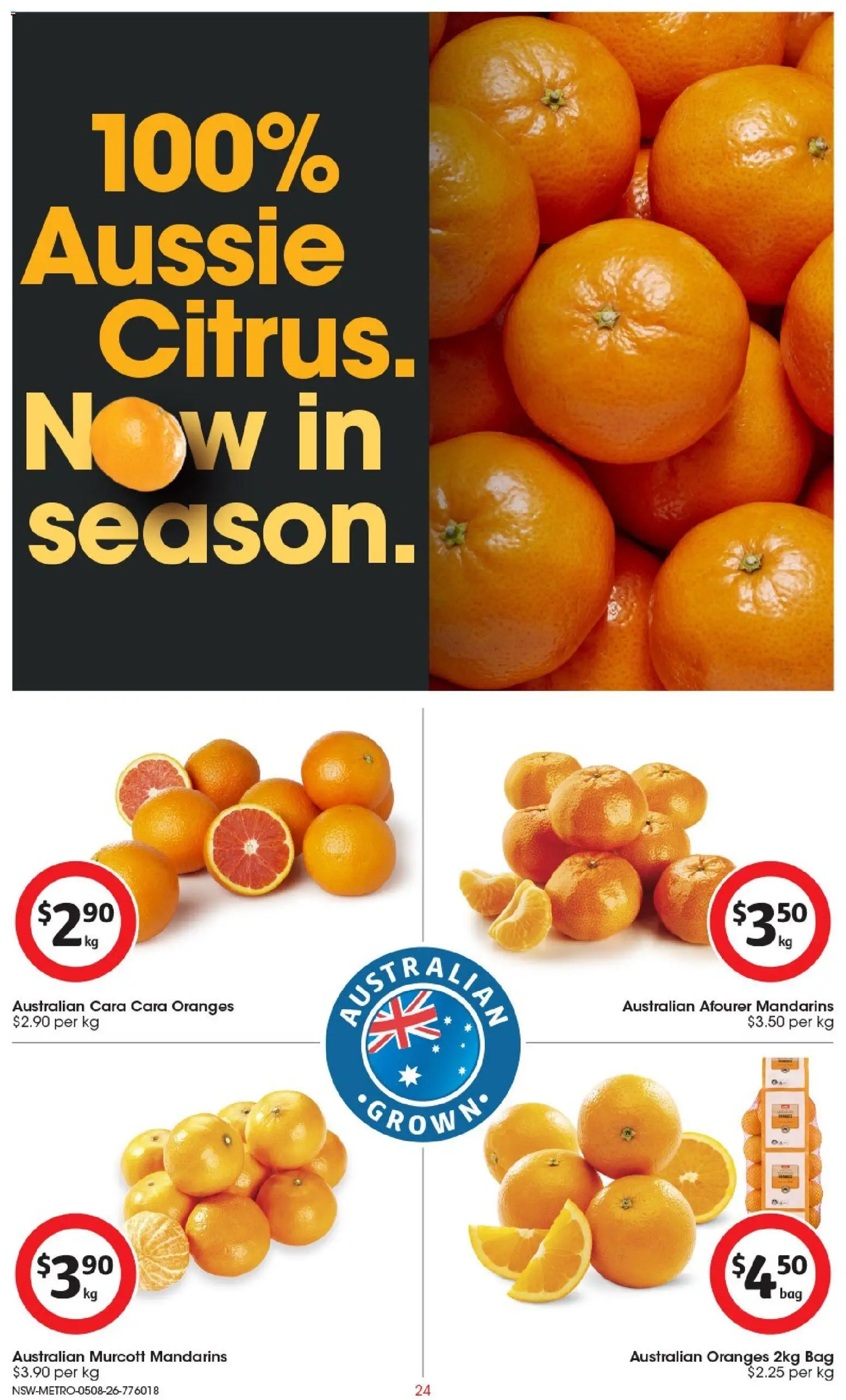 Coles catalogue - valid from 04/08/2026 | Page: 24 | Products: Oranges, Mandarins, Bag