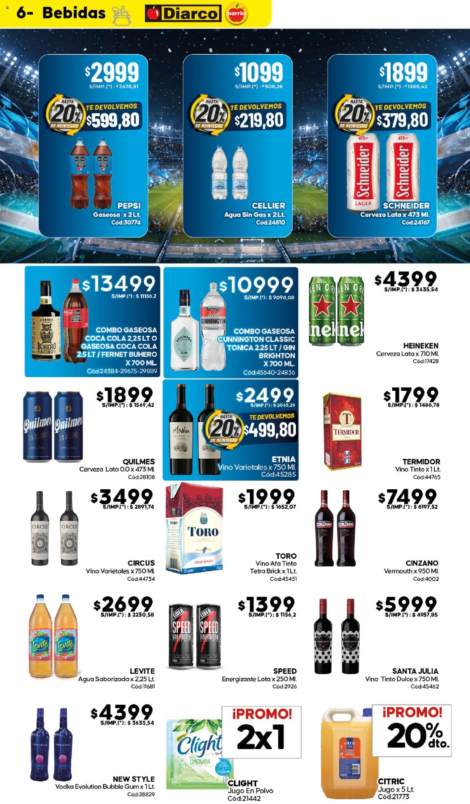 Diarco - Ofertas Diarco Barrio │ válido desde el 01.06.2026 | Página: 6 | Productos: Vodka, Fernet, Agua saborizada, Té