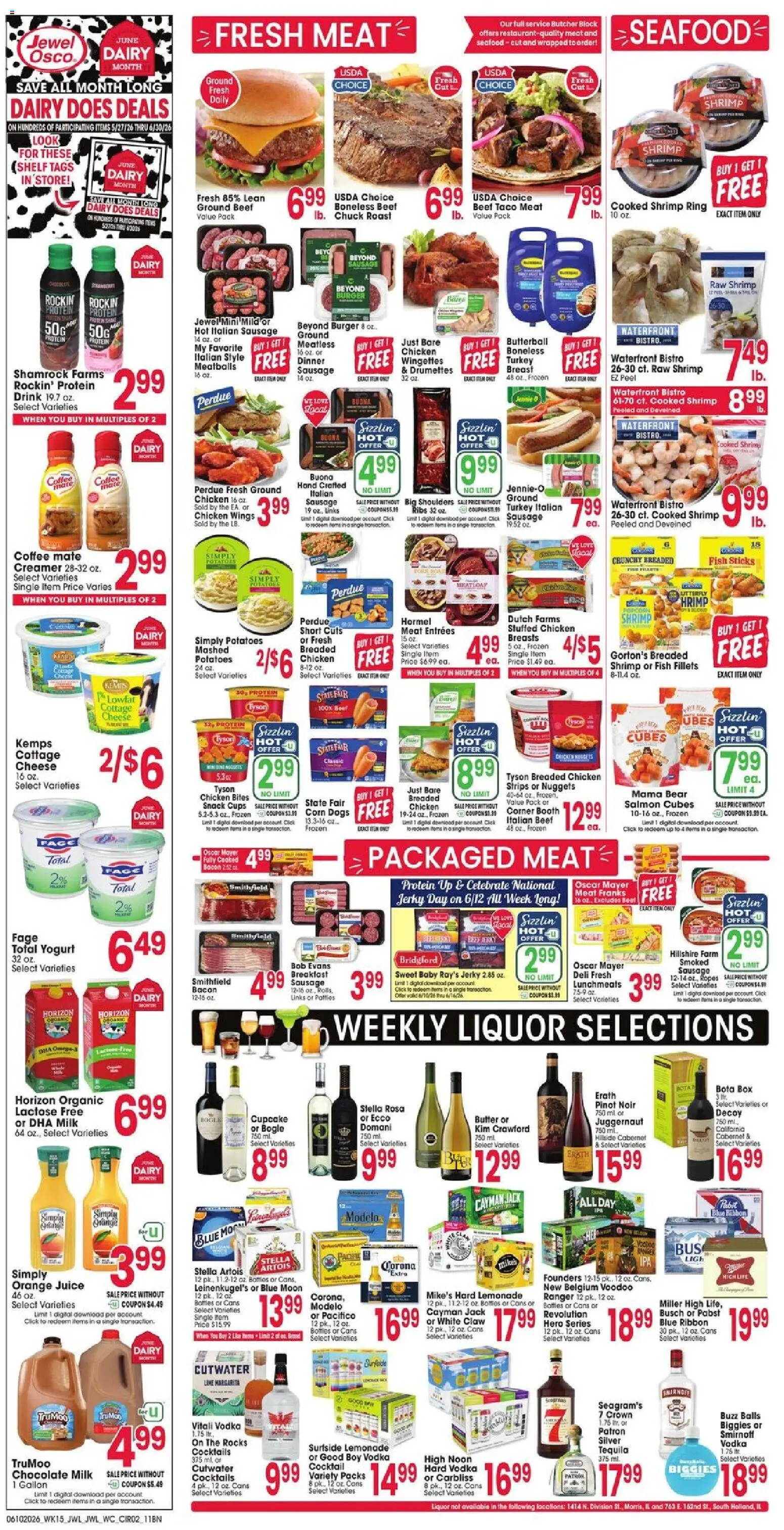 Jewel Osco Weekly Ad - valid from 10.06.2026 | Page: 2 | Products: Milk, Juice, Sausage, Lime
