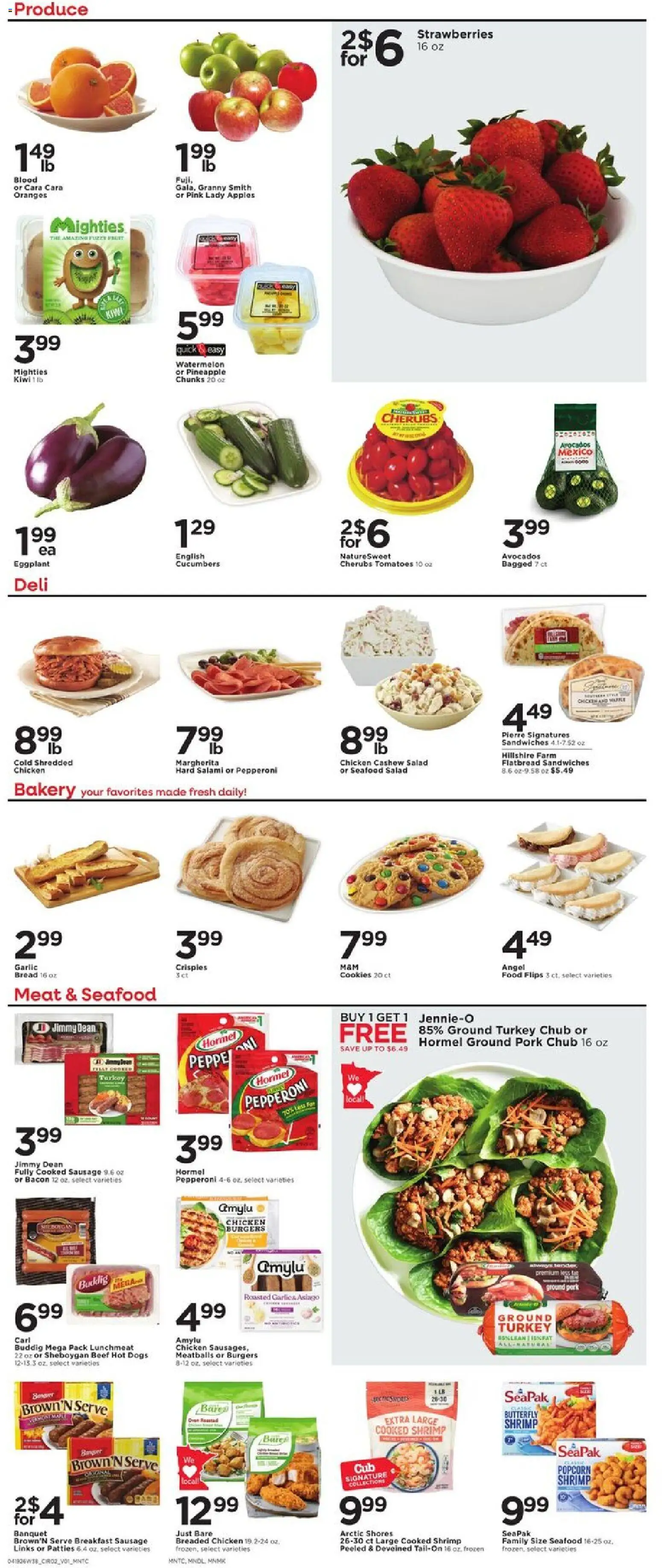 Cub Foods Weekly Ad - valid from 19.04.2026 | Page: 4 | Products: Bakery, Salami, Cucumbers, Seafood