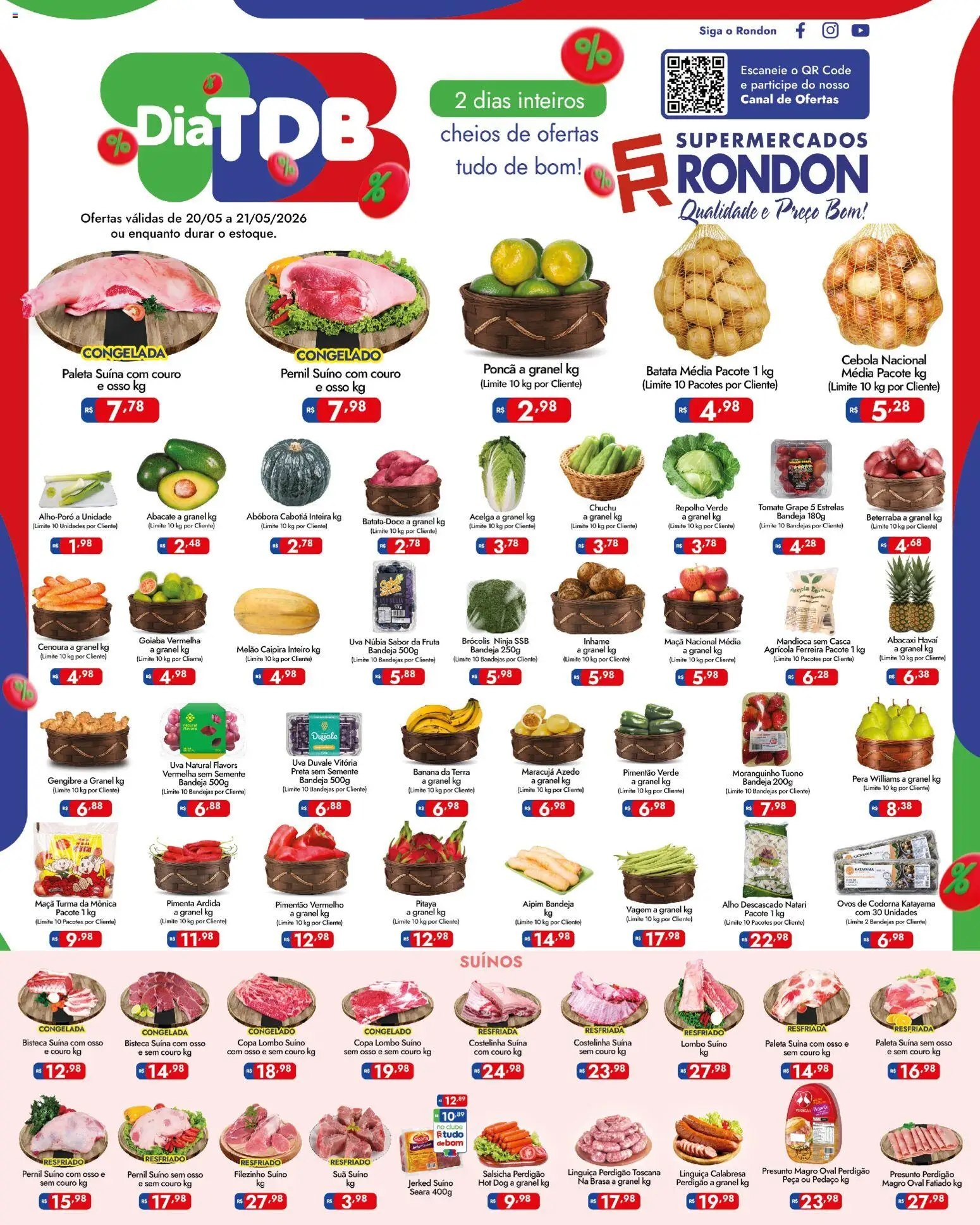 Supermercados Rondon Folheto - válido de 20.05.2026 | Página: 1 | Produtos: Melão, Gengibre, Copa, Batata