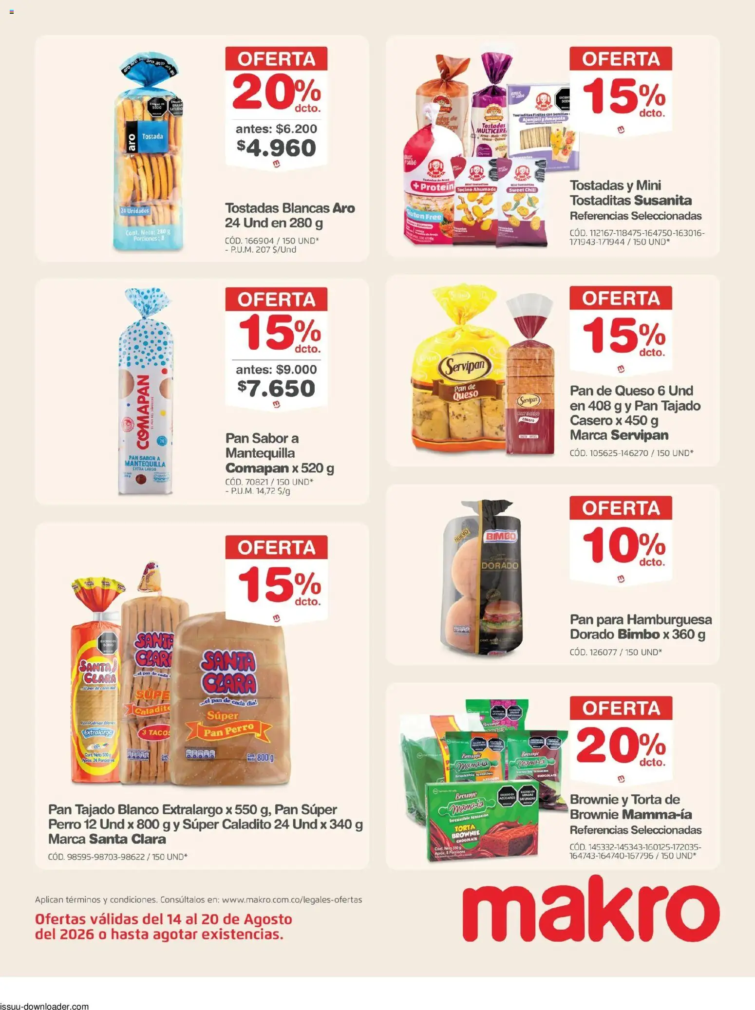Makro revista - valida desde el 14/08/2026 | Página: 11 | Productos: Tocino, Tostadas, Amapola, Chocolate