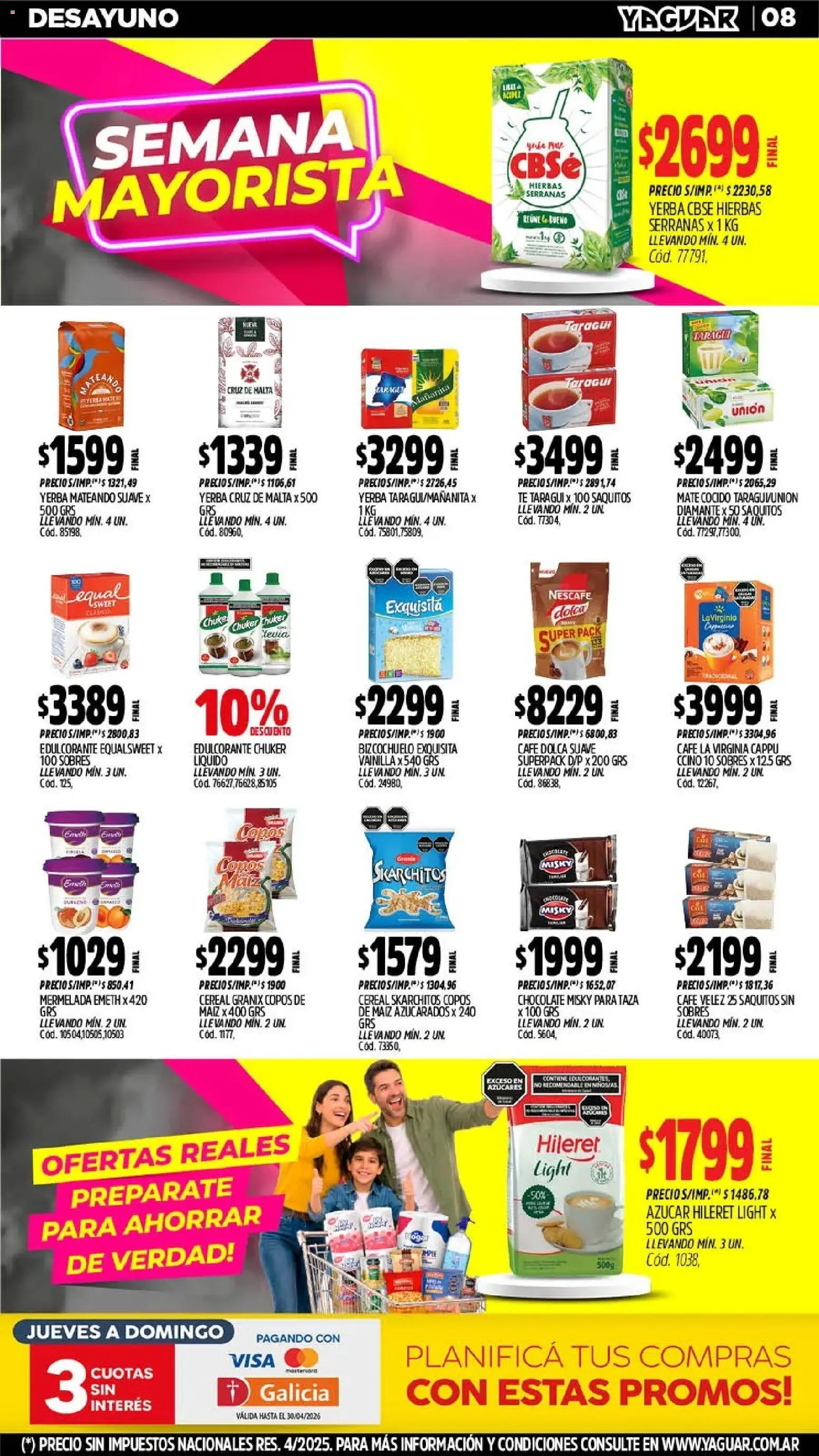 Yaguar - Oferta Semanal Jujuy │ válido desde el 18.05.2026 | Página: 8 | Productos: Copos, Yerba, Taza, Chocolate