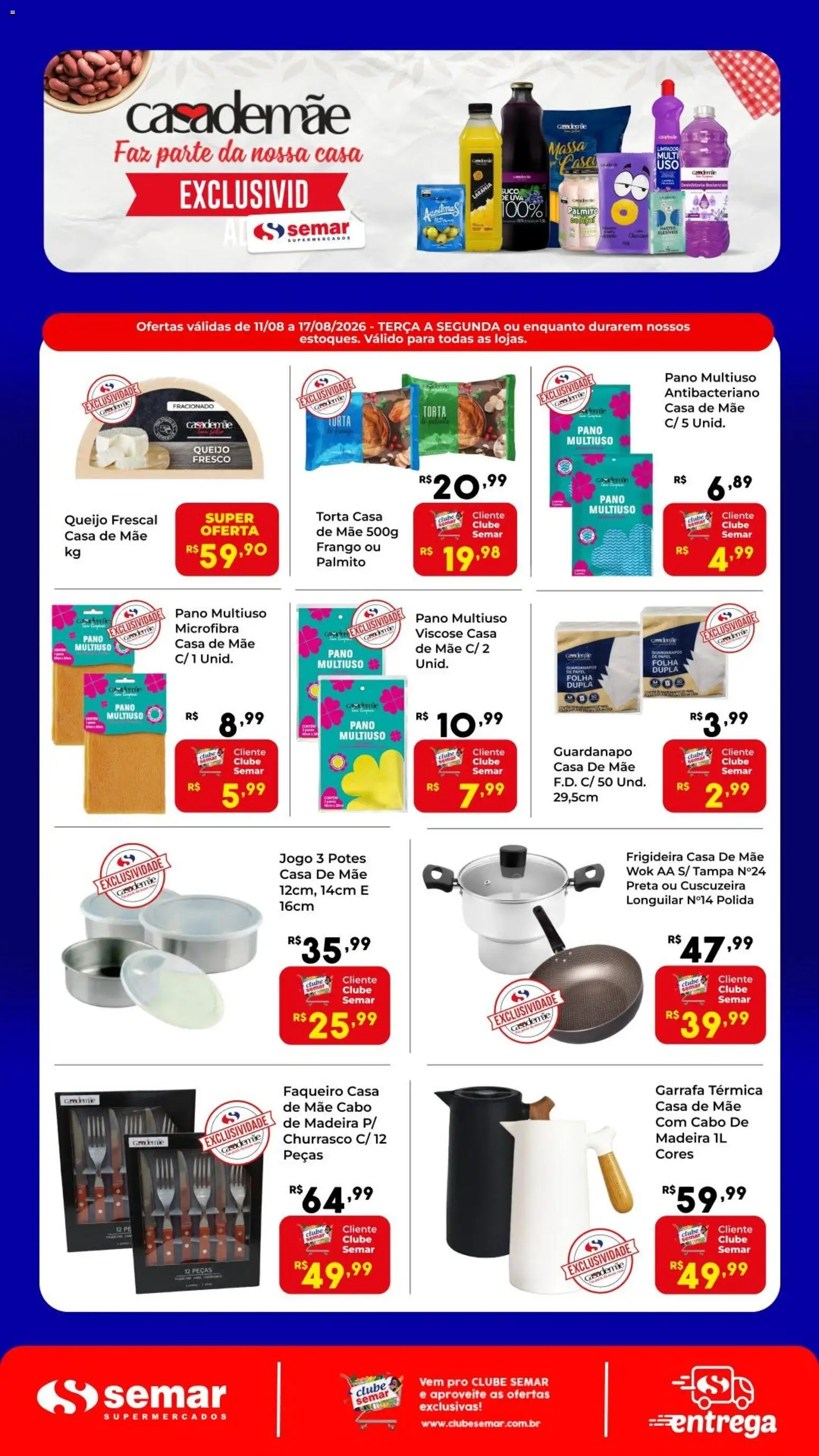 Semar Supermercado Folheto - válido de 11/08/2026 | Página: 1 | Produtos: Azeitonas, Palmito, Frango, Guardanapo