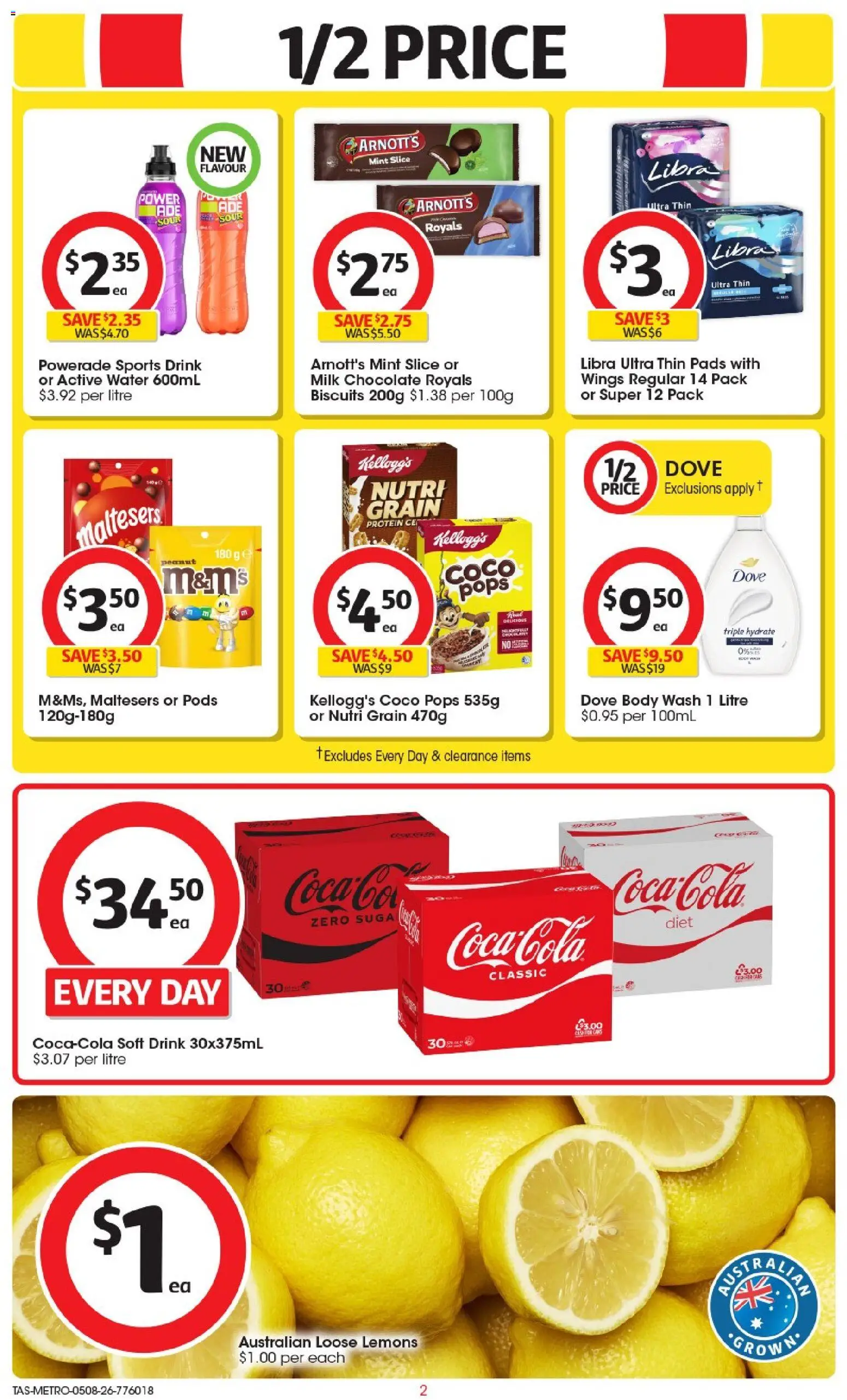 Coles catalogue - valid from 05/08/2026 | Page: 2 | Products: Cereal, Biscuits, Water, Sanitary pads