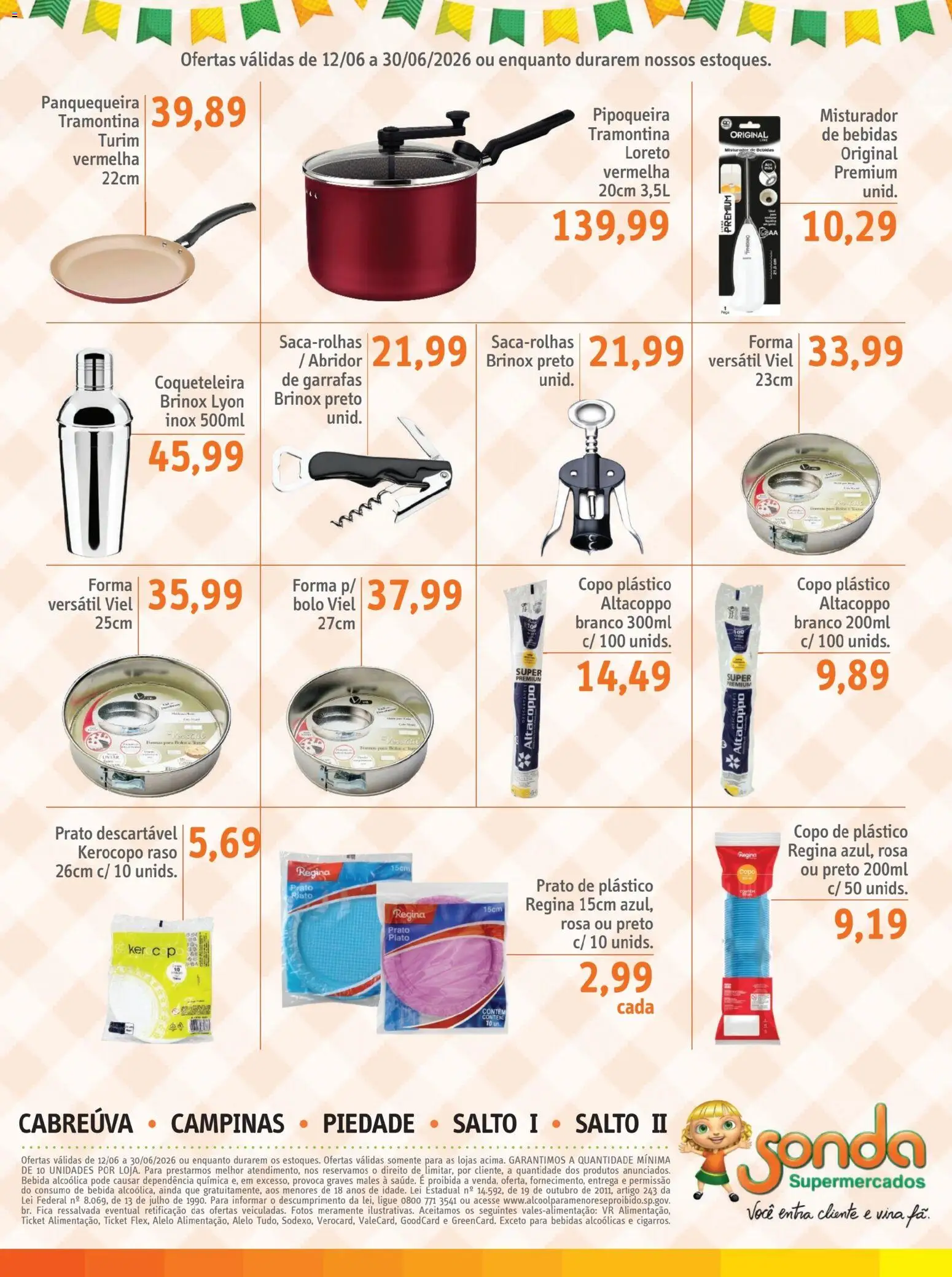 Sonda Folheto - válido de 12.06.2026 | Página: 12 | Produtos: Abridor, Panquequeira, Bolo, Bebida