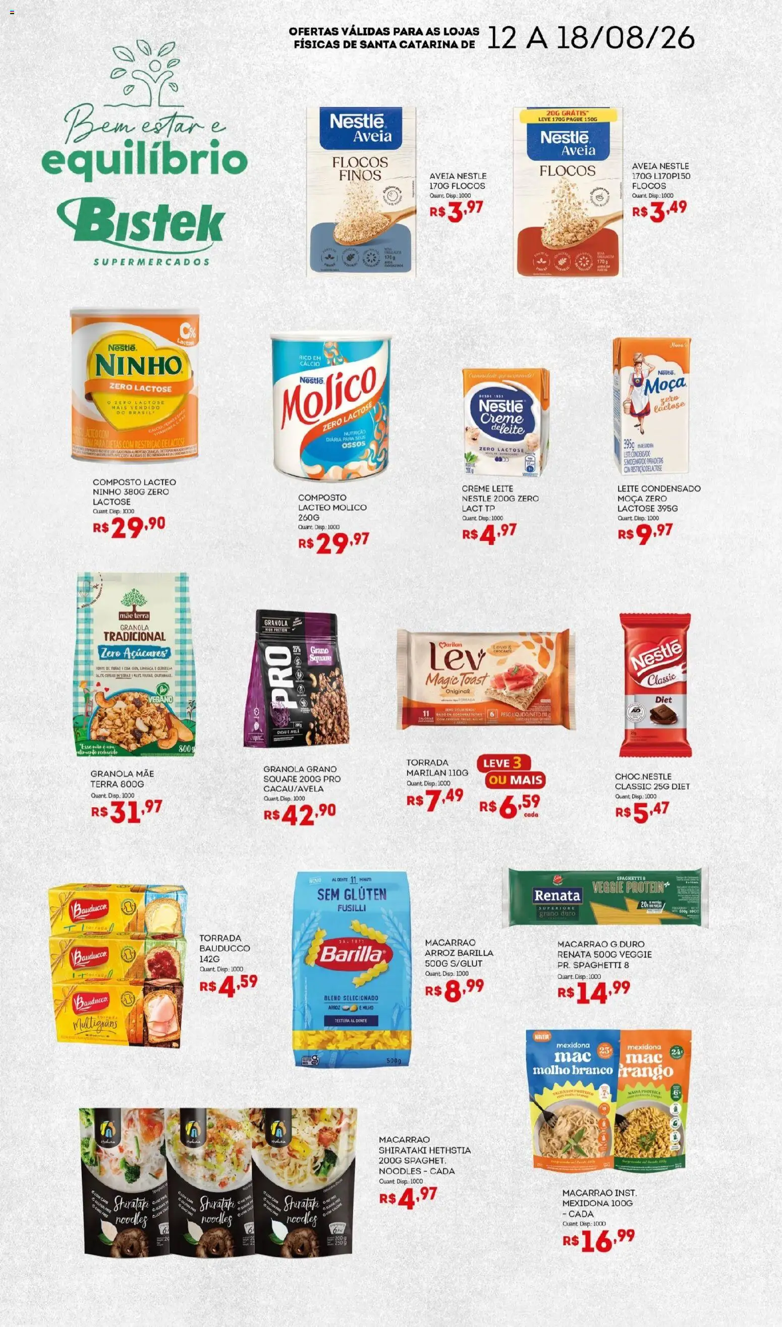 Bistek Supermercados Folheto - válido de 12/08/2026 | Página: 2 | Produtos: Arroz, Flocos, Milho, Leite condensado