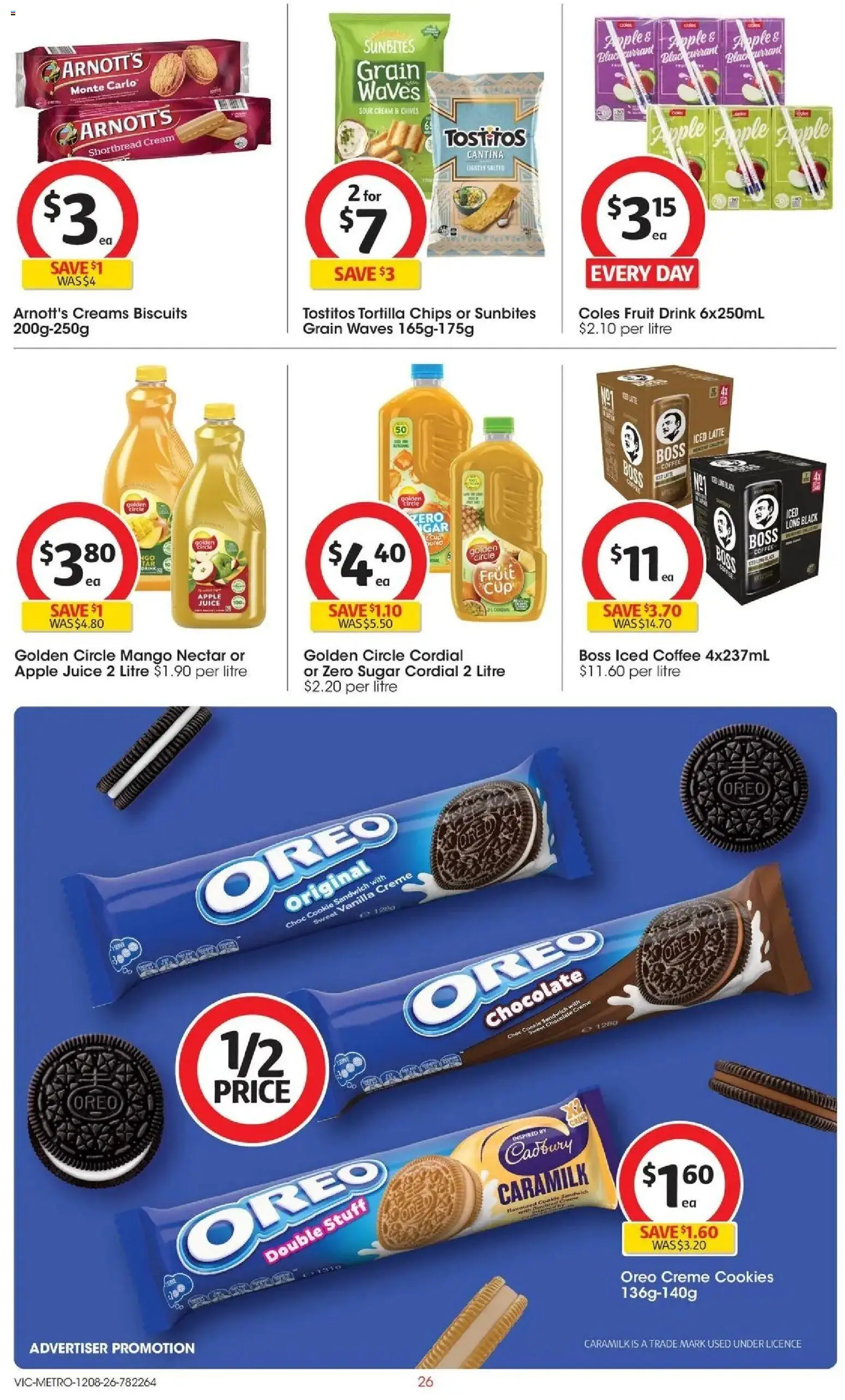 ﻿Coles catalogue valid from 12/08/2026 > Online Australia | Page: 26 | Products: Juice, Iced coffee, Cookies, Vanilla
