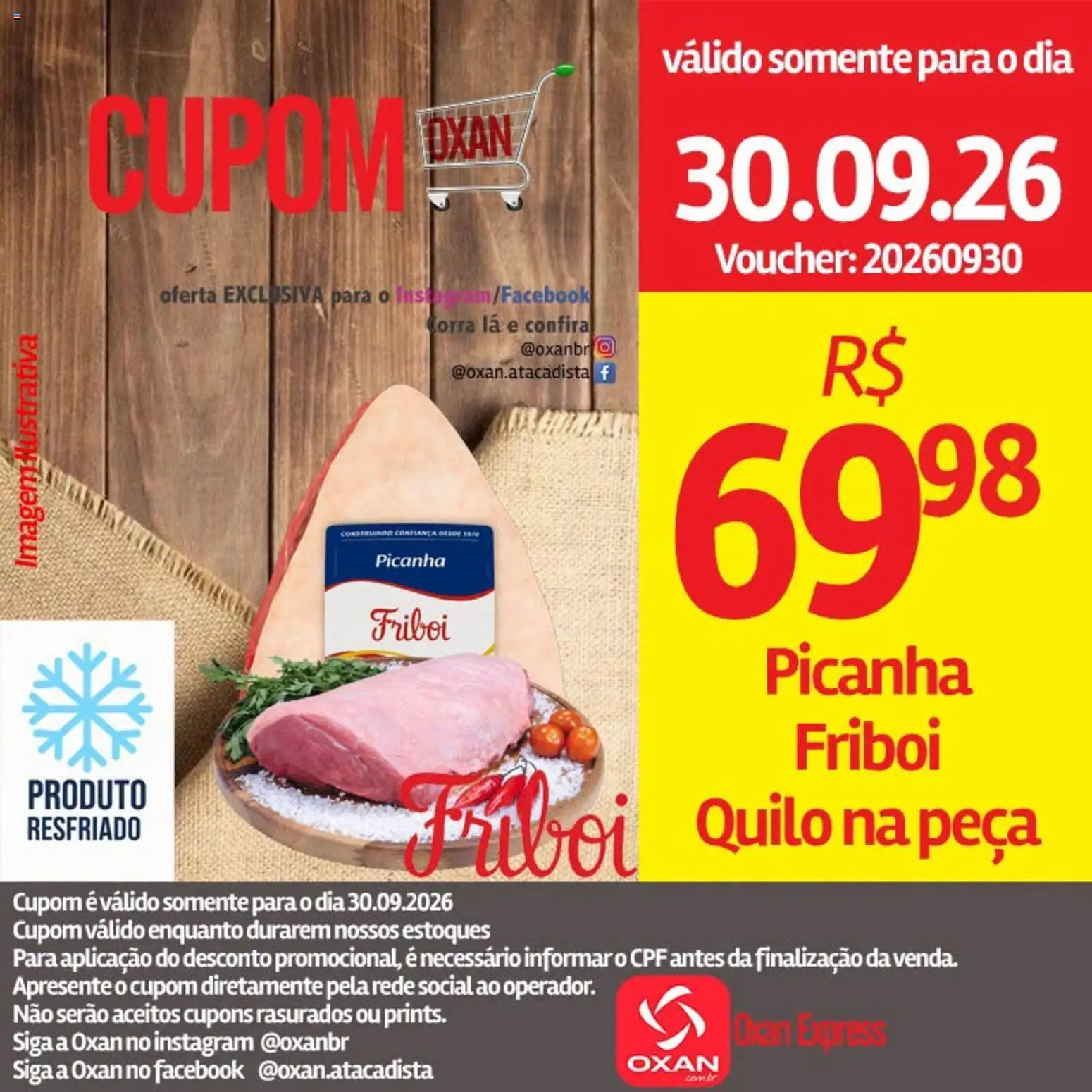 Oxan Atacadista Folheto - válido de 30/09/2026 | Página: 1 | Produtos: Picanha