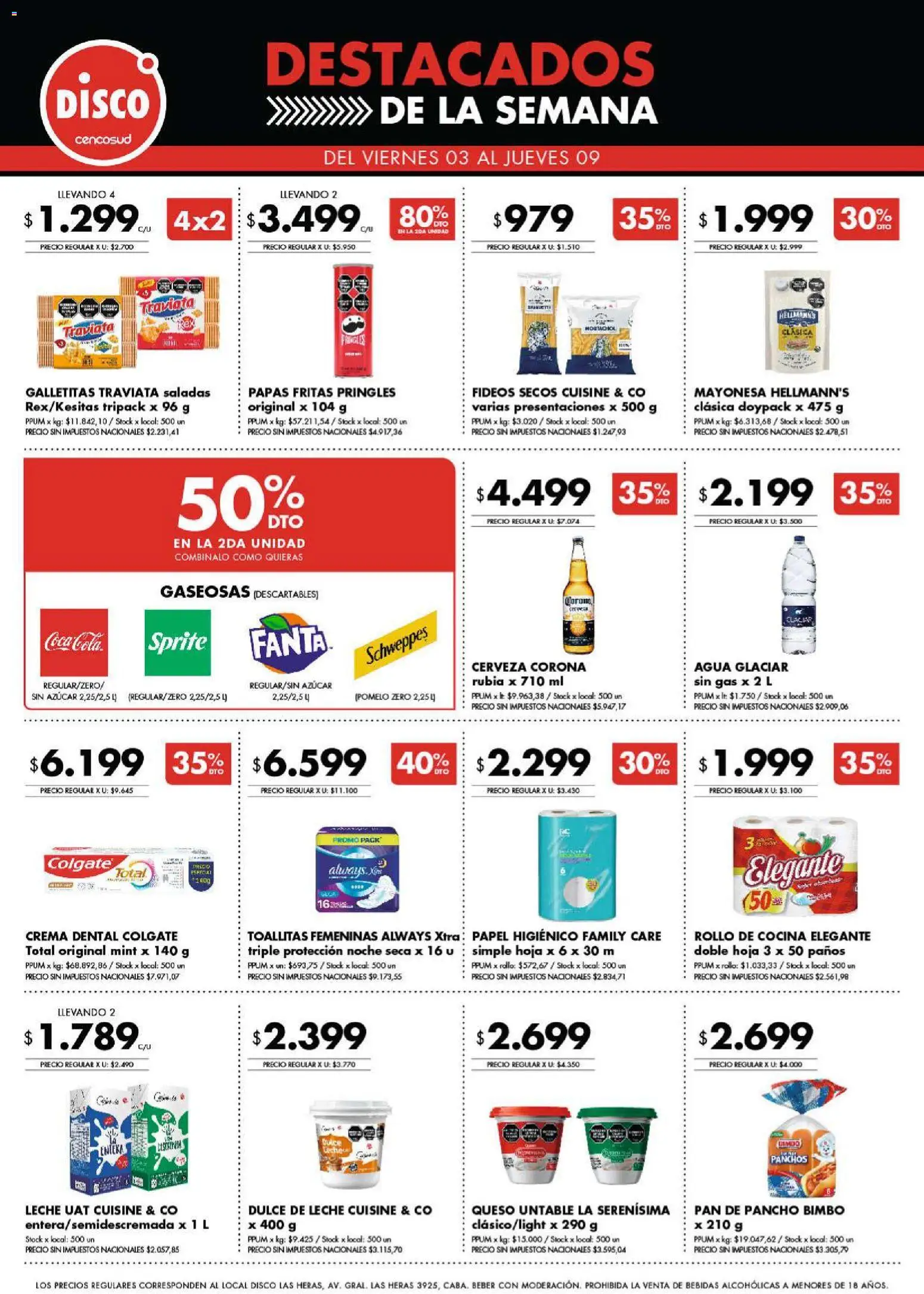 Disco ofertas │ válido desde el 03/07/2026 | Página: 9 | Productos: Leche, Papas fritas, Toallitas femeninas, Crema