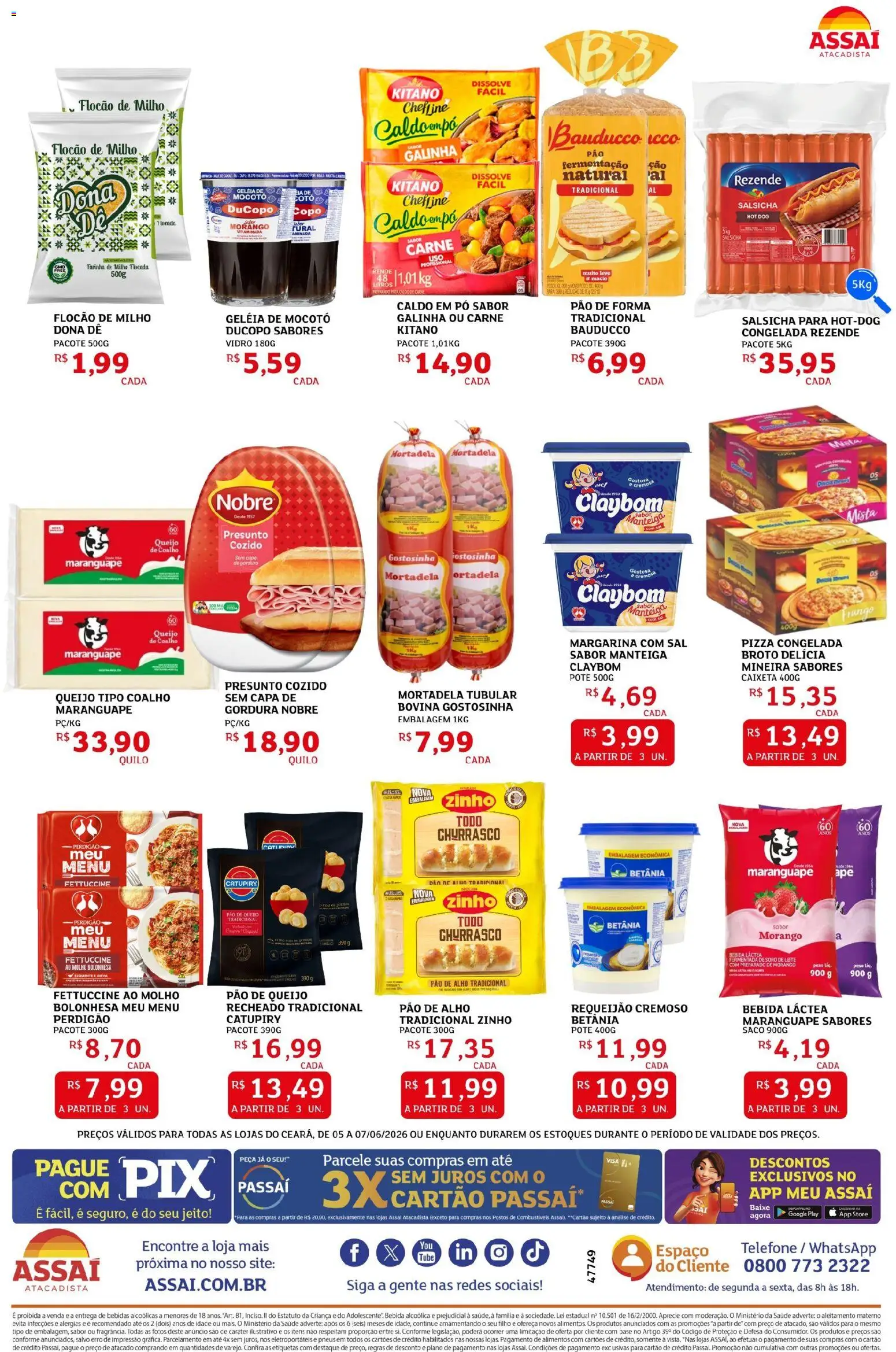 Assaí Atacadista Folheto - válido de 05.06.2026 | Página: 2 | Produtos: Presunto, Pneus, Telefone, Sal