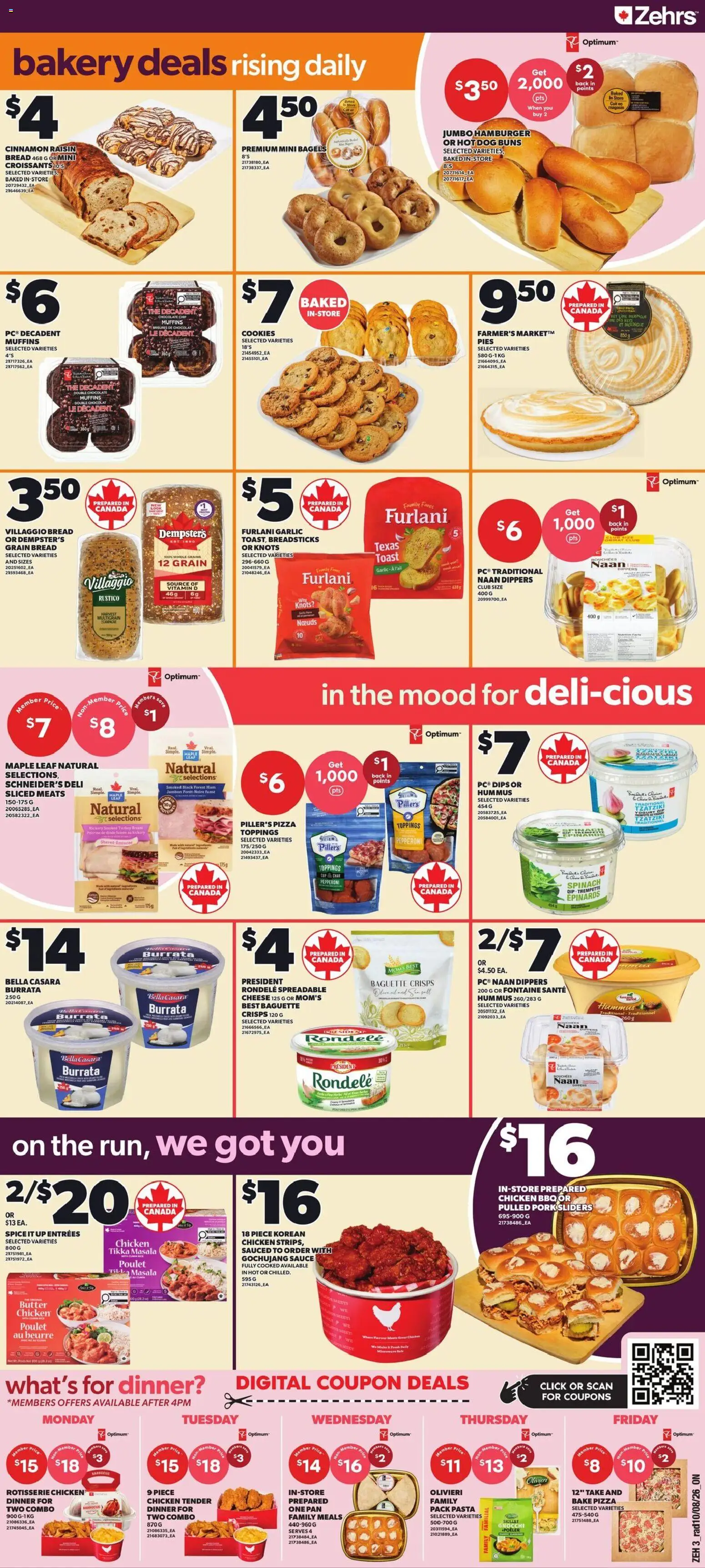 Zehrs flyer valid from Aug 13, 2026 | Page: 4 | Products: Hamburger, Muffins, Ham, Pork