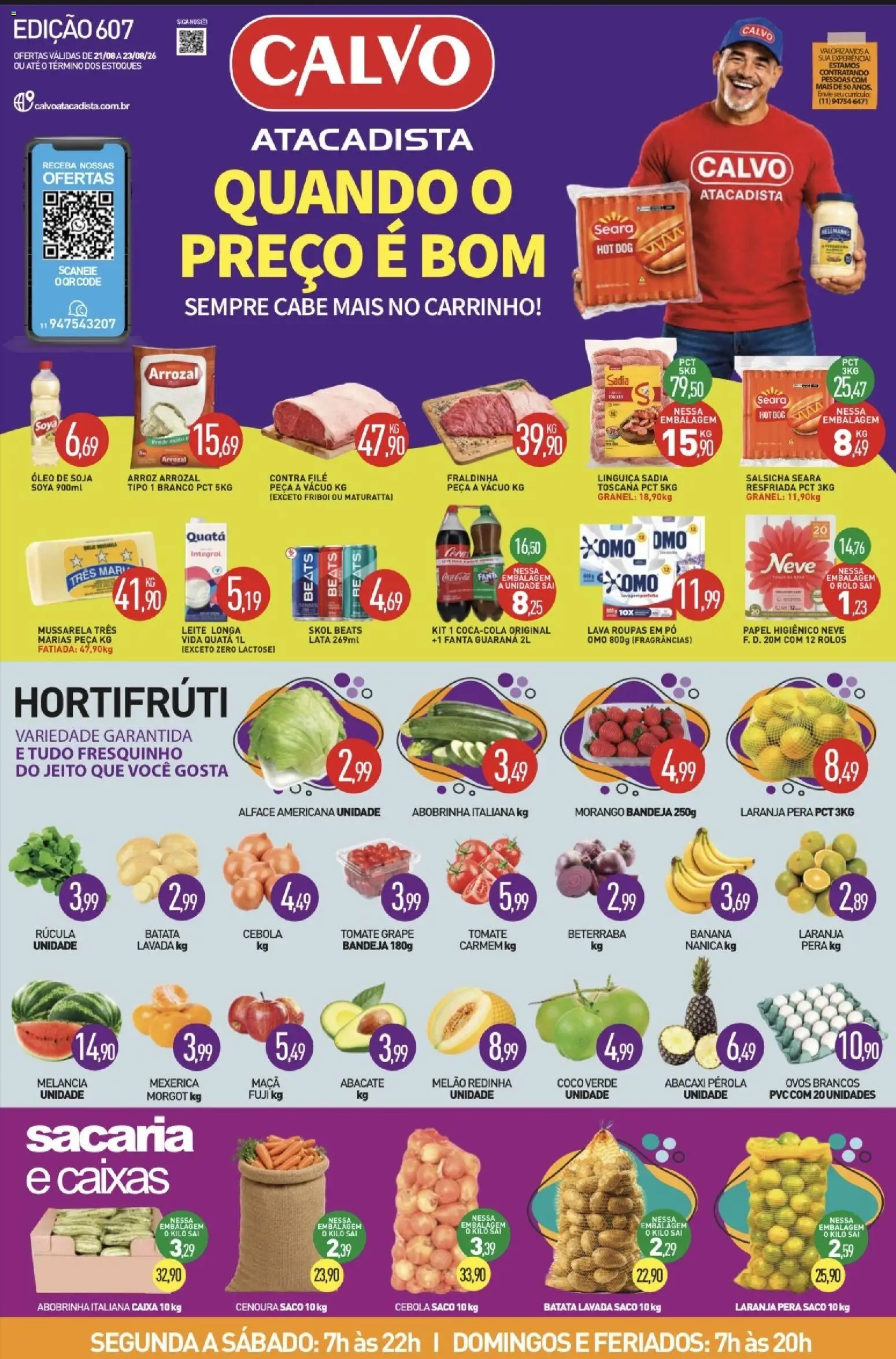 Calvo Atacadista Folheto - válido de 21/08/2026 | Página: 1 | Produtos: Abobrinha, Rúcula, Linguiça, Mussarela