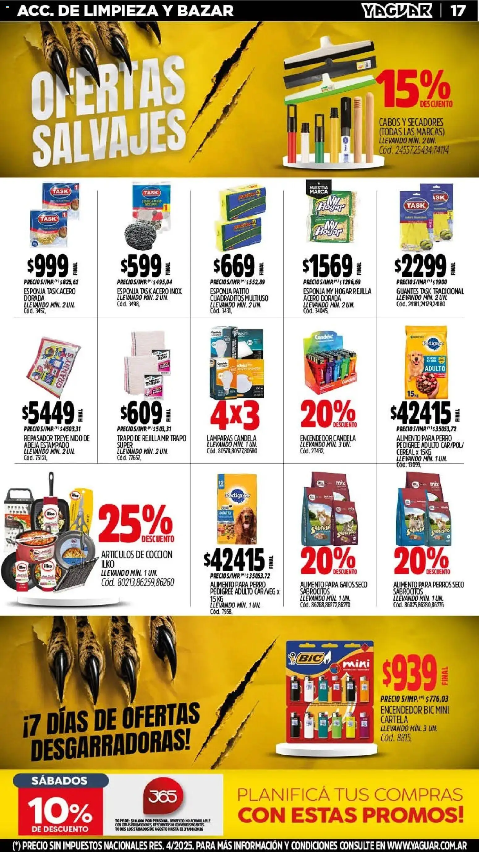 Yaguar - Oferta Semanal Neuquen │ válido desde el 10/08/2026 | Página: 18 | Productos: Encendedor, Repasador, Alimento para perros, Guantes
