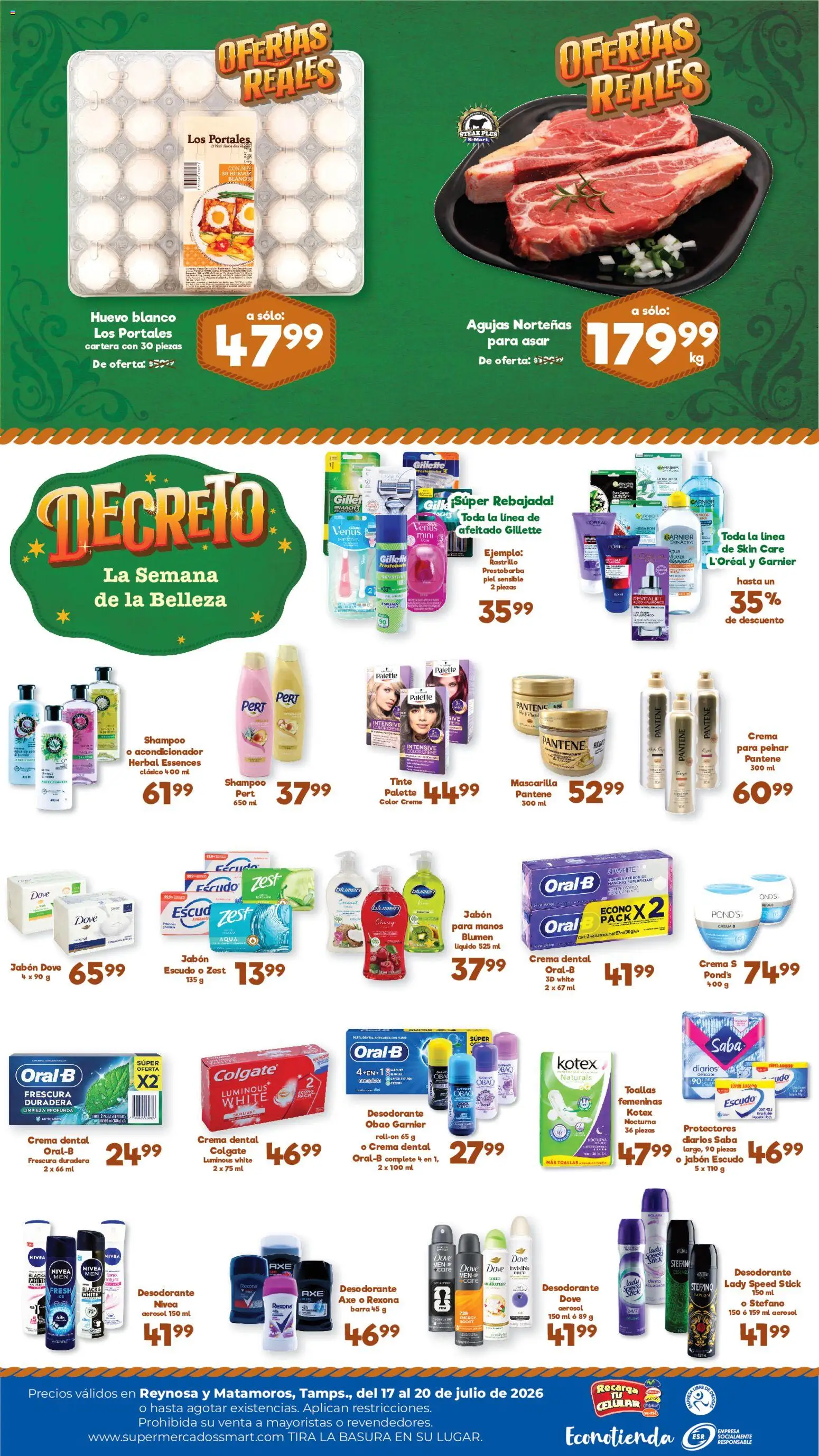 Nuevas ofertas de S-Mart válidas en toda la República Mexicana desde el 17/07/2026. ¡Encuentra las mejores ofertas en S-Mart folleto Ofertas de feria Reynosa! | Página: 2 | Productos: Desodorante, Huevo, Barra, Acondicionador