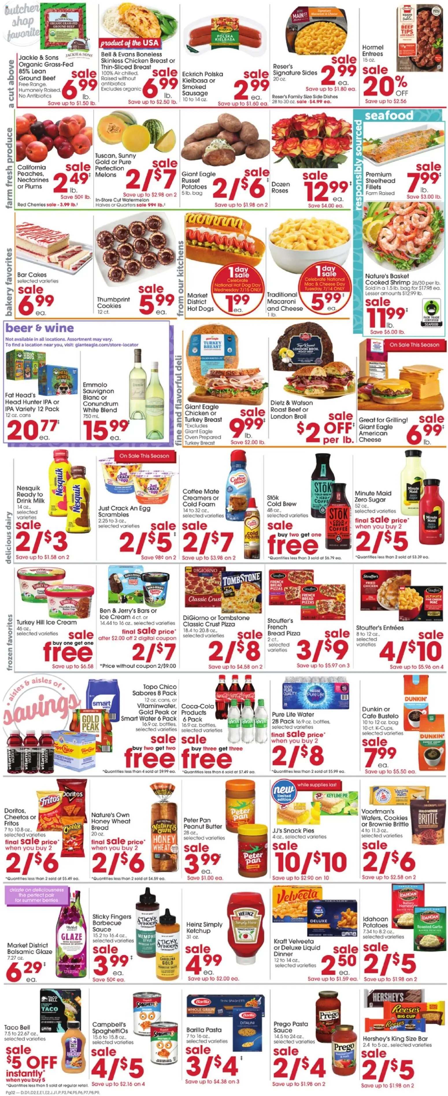 Giant Eagle Weekly Ad - valid from 07/09/2026 | Page: 4 | Products: Milk, Bread, Ice cream, Seafood