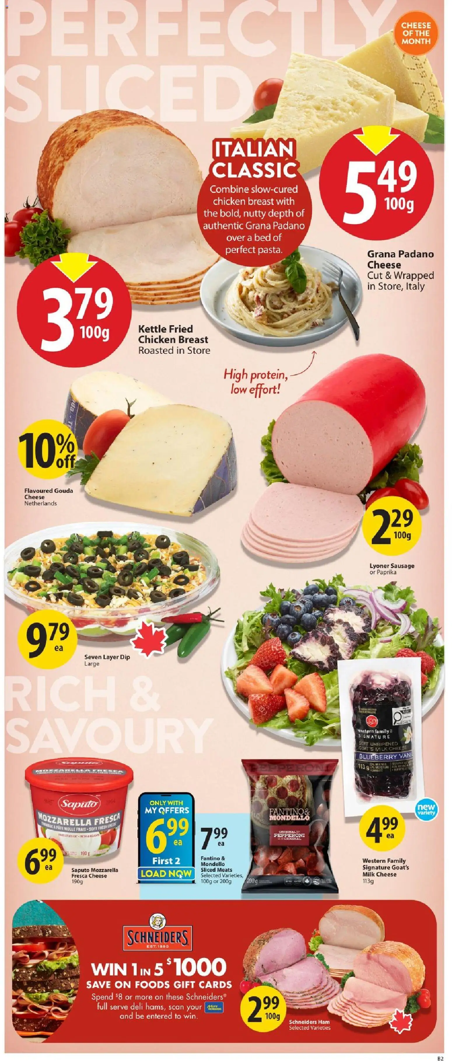 Save on foods flyer valid from Jul 30, 2026 | Page: 12 | Products: Bed, Milk, Cheese, Ham
