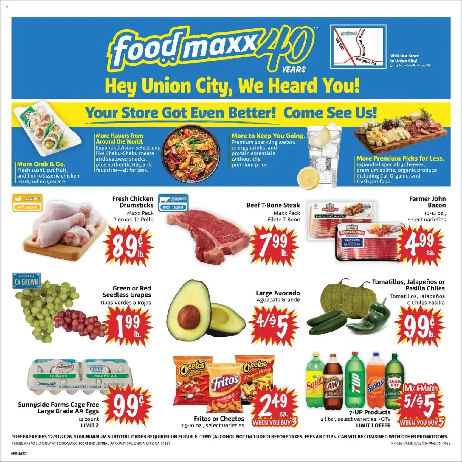 FoodMaxx Weekly Ad - CA - valid from 09/23/2026 | Page: 1 | Products: Beef, Alcohol, Lime, Steak