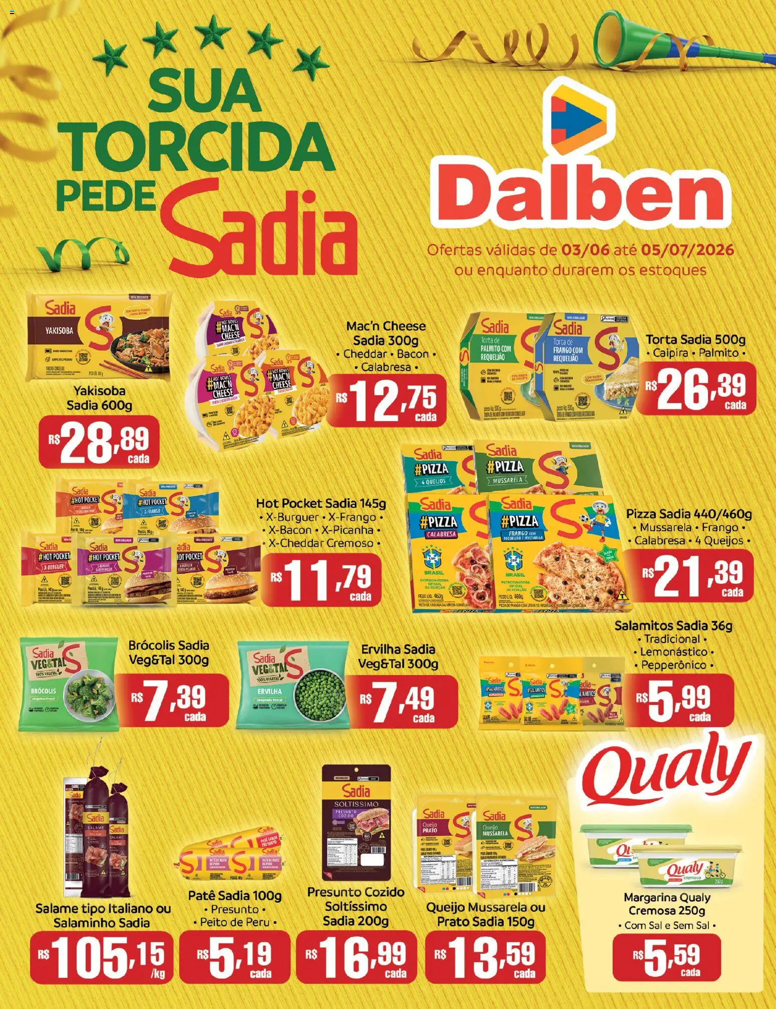 Supermercado Dalben Folheto - válido de 03/06/2026 | Página: 1 | Produtos: Ervilha, Pizza, Creme, Margarina