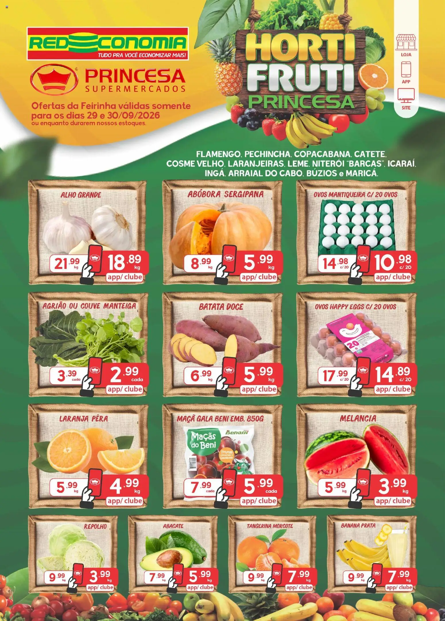 Princesa Folheto - válido de 29/09/2026 | Página: 1 | Produtos: Frutas, Pera, Ovos, Batata