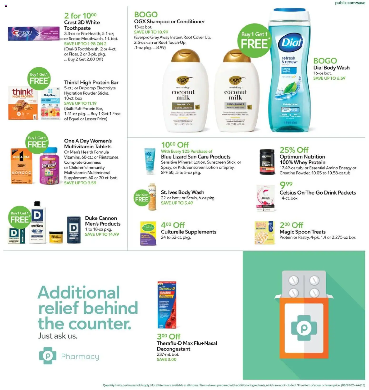 Publix Weekly Ad - valid from 08/19/2026 | Page: 15 | Products: Multivitamin, Box, Powder, Protein bar