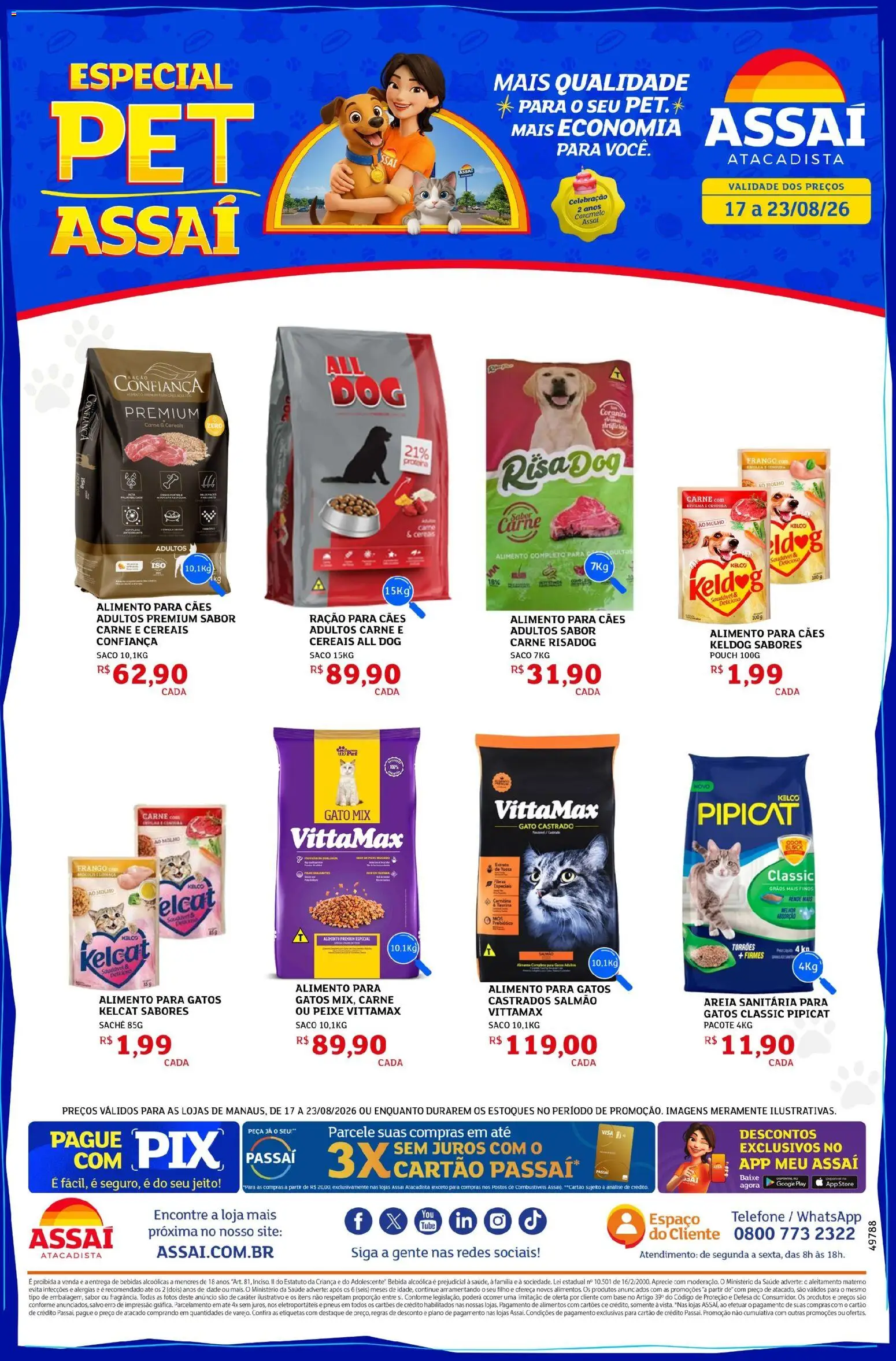 Assaí Atacadista Folheto - válido de 17/08/2026 | Página: 1 | Produtos: Carne, Alimentos, Cenoura, Ração