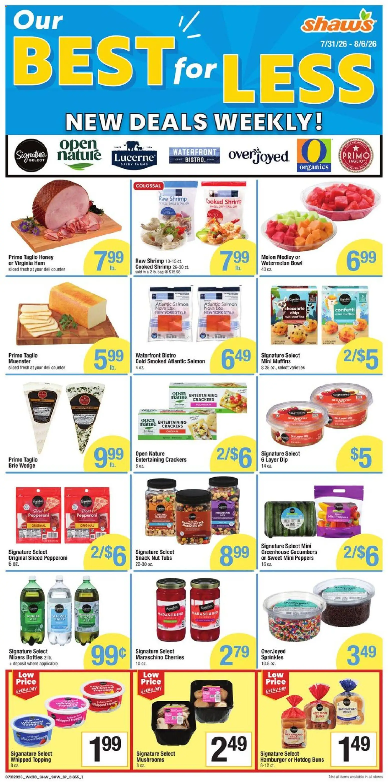 Shaw's Weekly Ad - valid from 07/31/2026 | Page: 7 | Products: Shrimp, Honey, Hamburger, Chocolate Chip