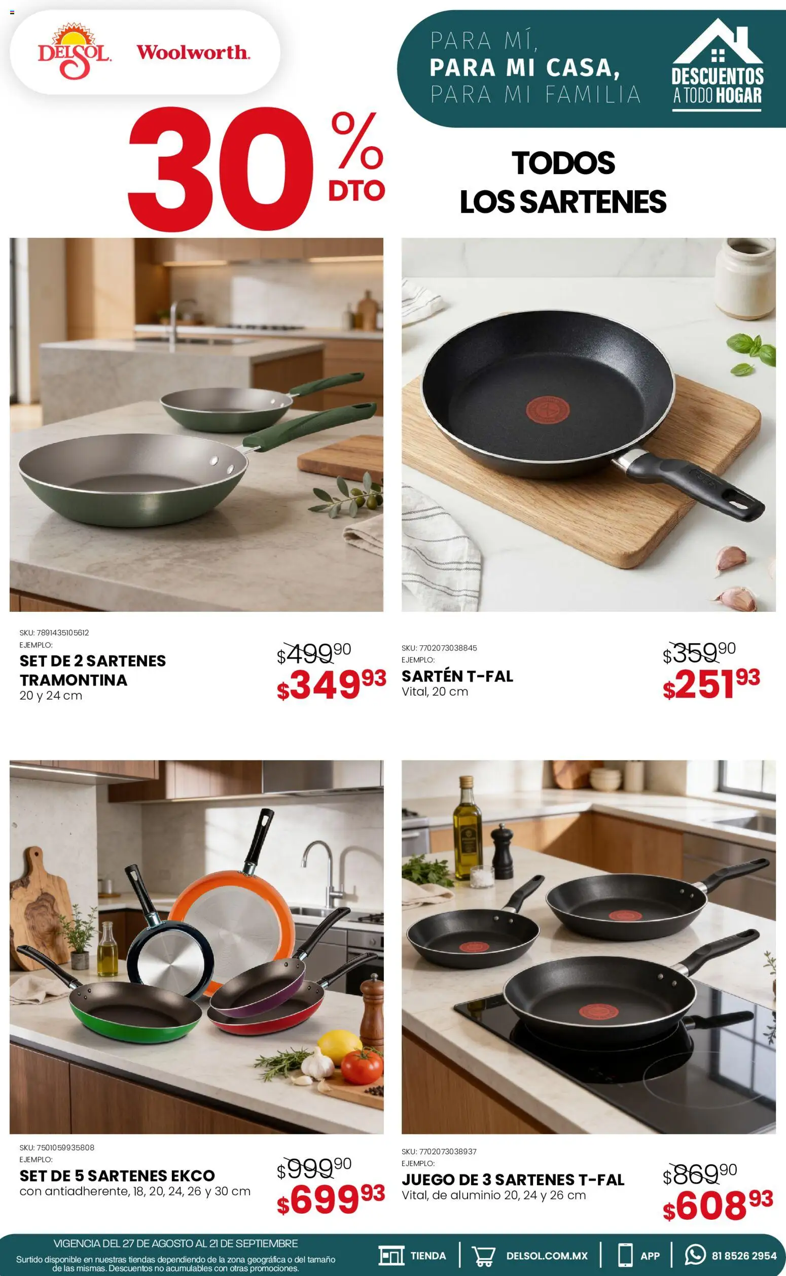 Nuevas ofertas de Del Sol y Woolworth válidas en toda la República Mexicana desde el 27/08/2026. ¡Encuentra las mejores ofertas en Del Sol y Woolworth catálogo! | Página: 13 | Productos: Juego, Sartén