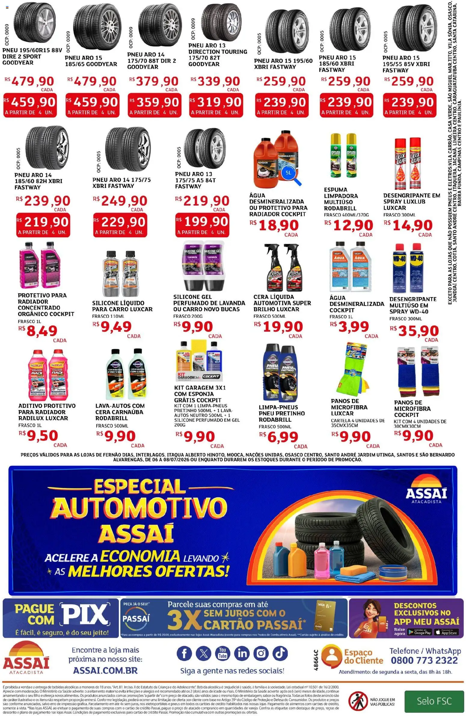 Assaí Atacadista Folheto - válido de 06/07/2026 | Página: 4 | Produtos: Esponja, Radiador, Bebida, Telefone