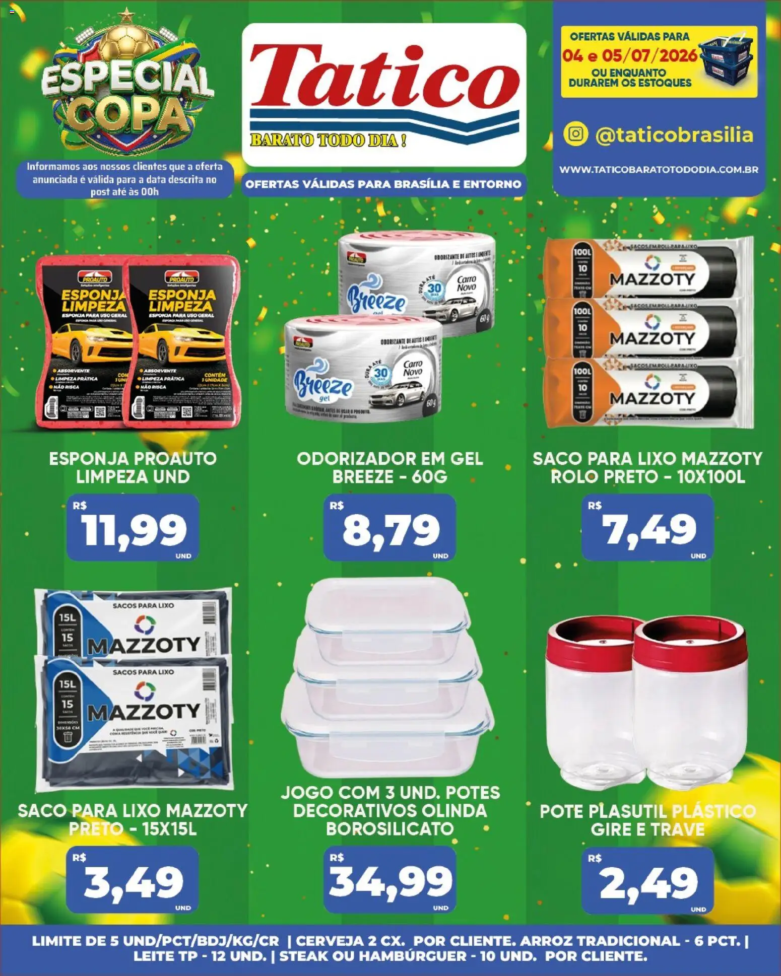 Tatico Folheto - válido de 06/07/2026 | Página: 50 | Produtos: Leite, Copa, Arroz, Absorvente