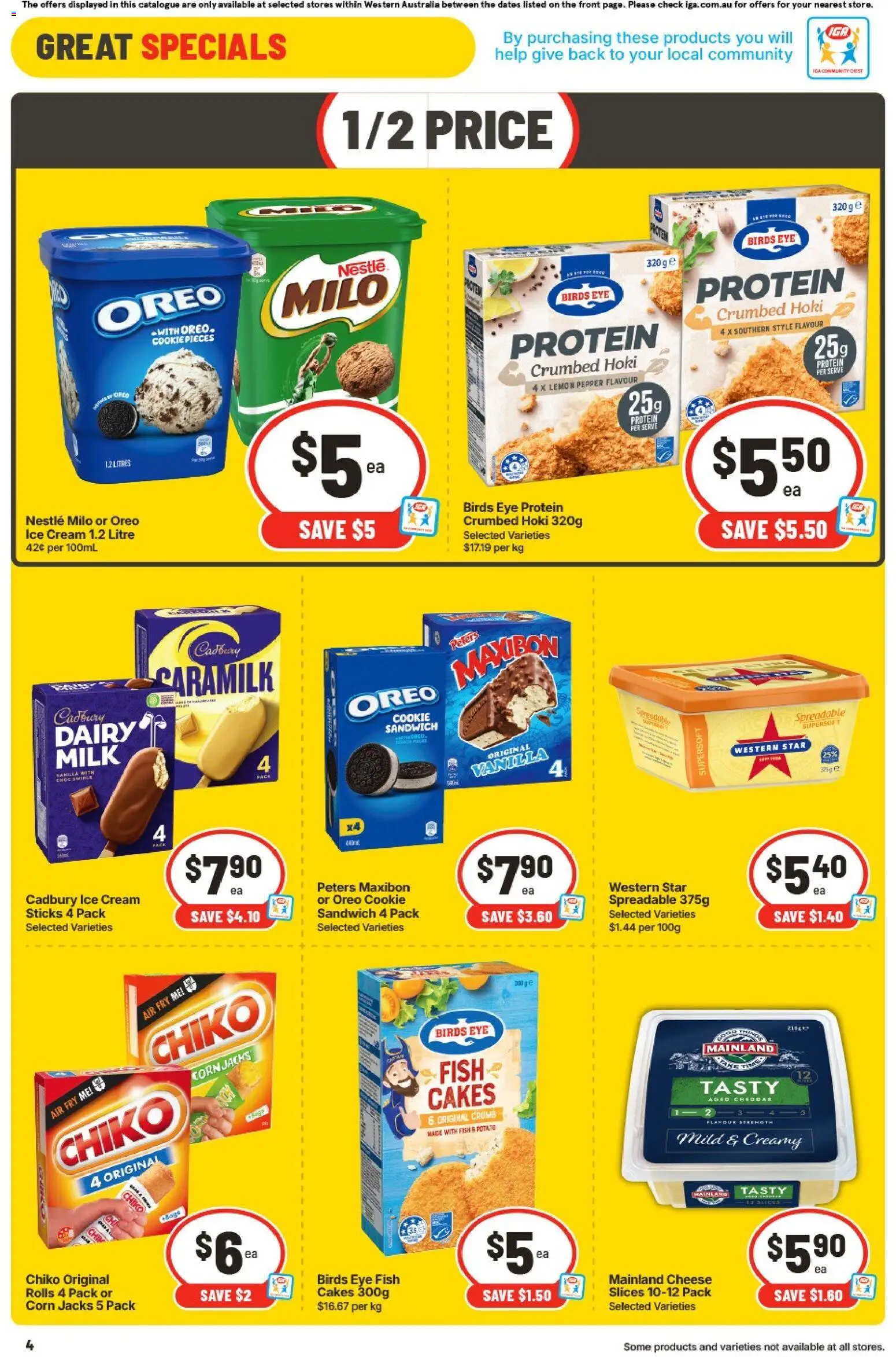 IGA catalogue - valid from 19/08/2026 | Page: 4 | Products: Milk, Protein ice cream, Fish, Ice