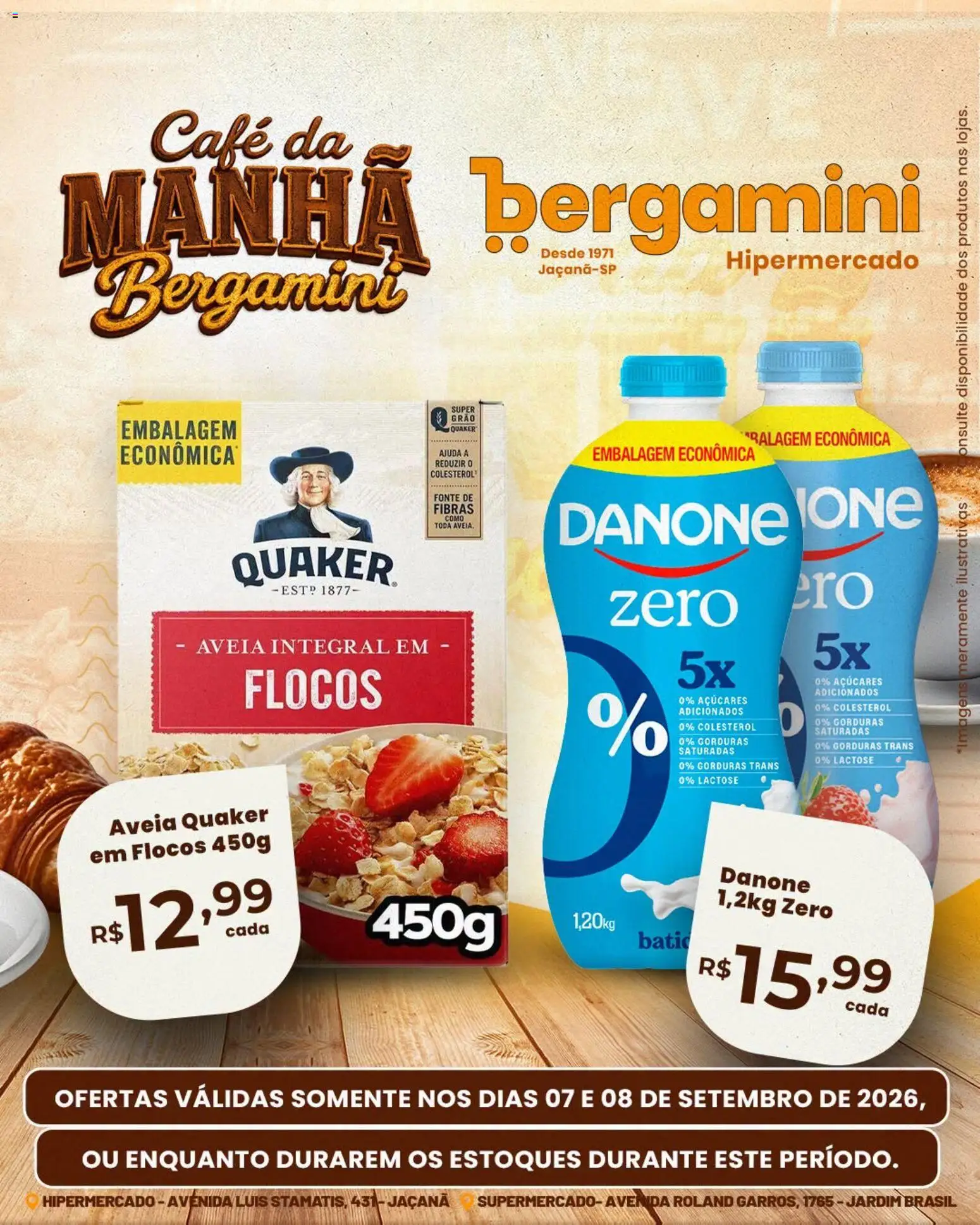 Supermercado Bergamini Folheto - válido de 07/09/2026 | Página: 1 | Produtos: Café, Flocos, Aveia
