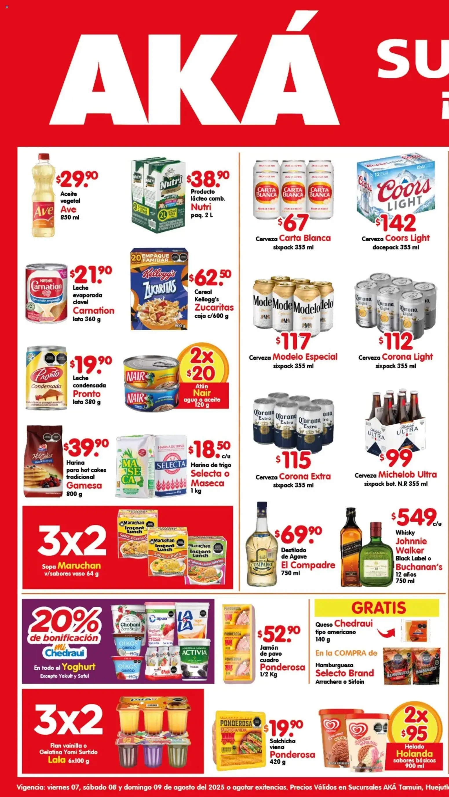 Nuevas ofertas de Arteli válidas en toda la República Mexicana desde el 07/08/2026. ¡Encuentra las mejores ofertas en Arteli folleto Aká Superbodegas Foraneas! | Página: 1 | Productos: Agua, Leche, Jamón, Carne