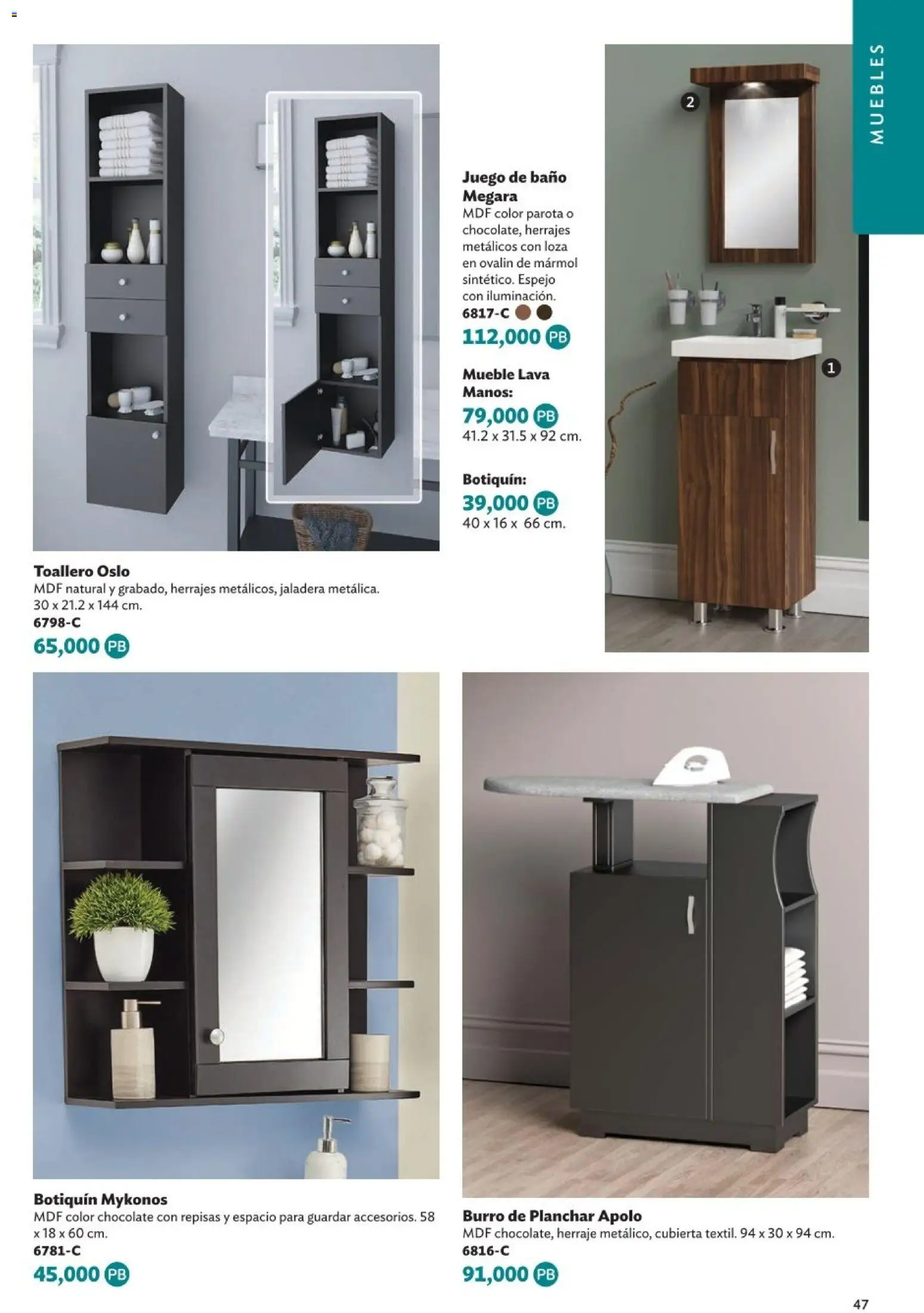 Nuevas ofertas de Betterware válidas en toda la República Mexicana desde el 05.01.2026. ¡Encuentra las mejores ofertas en Betterware Catálogo de Premios! | Página: 47 | Productos: Burro de planchar, Chocolate, Baño, Espejo