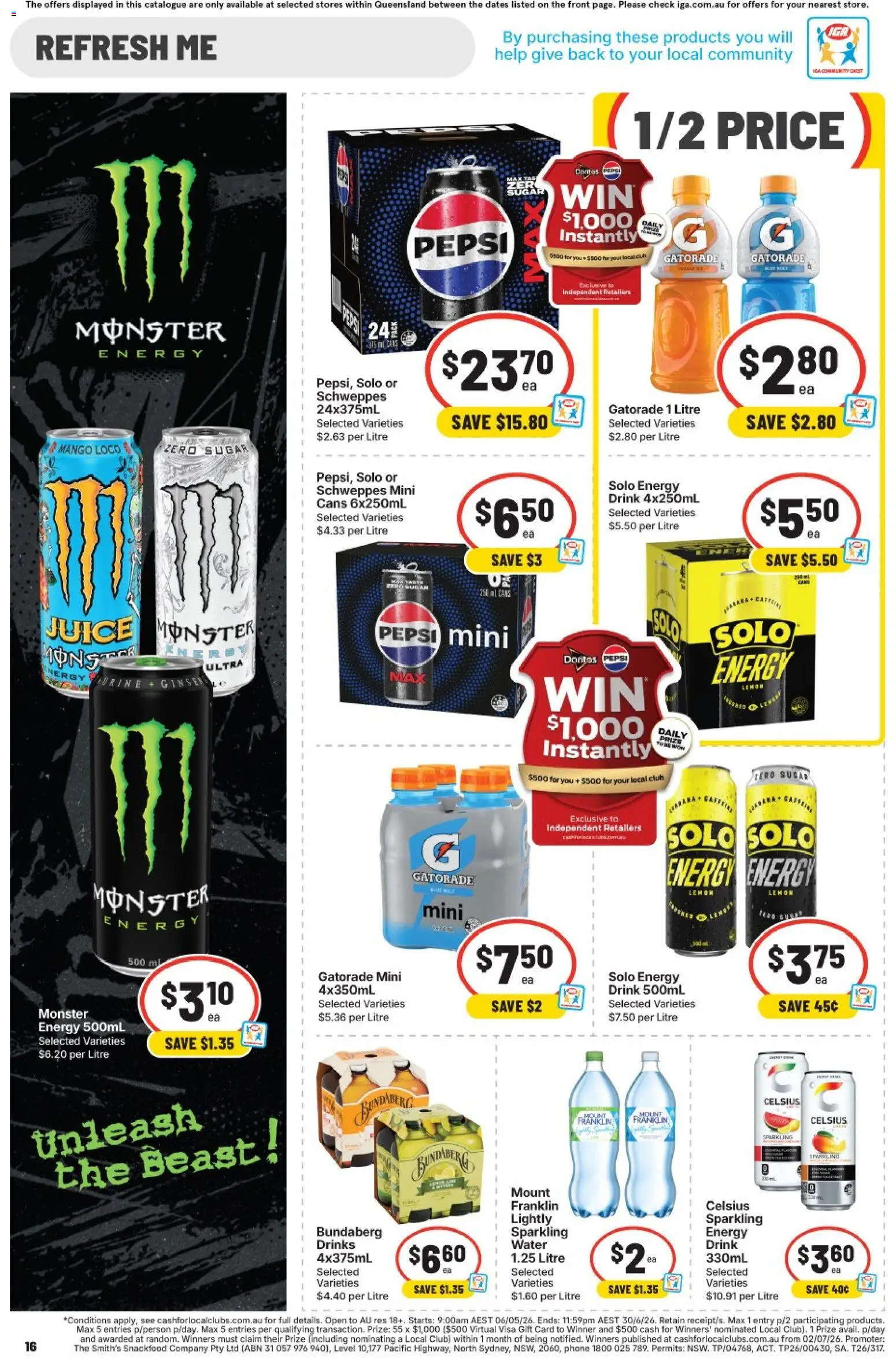 IGA catalogue - valid from 03.06.2026 | Page: 16 | Products: Pepsi, Water, Lemon, Mango