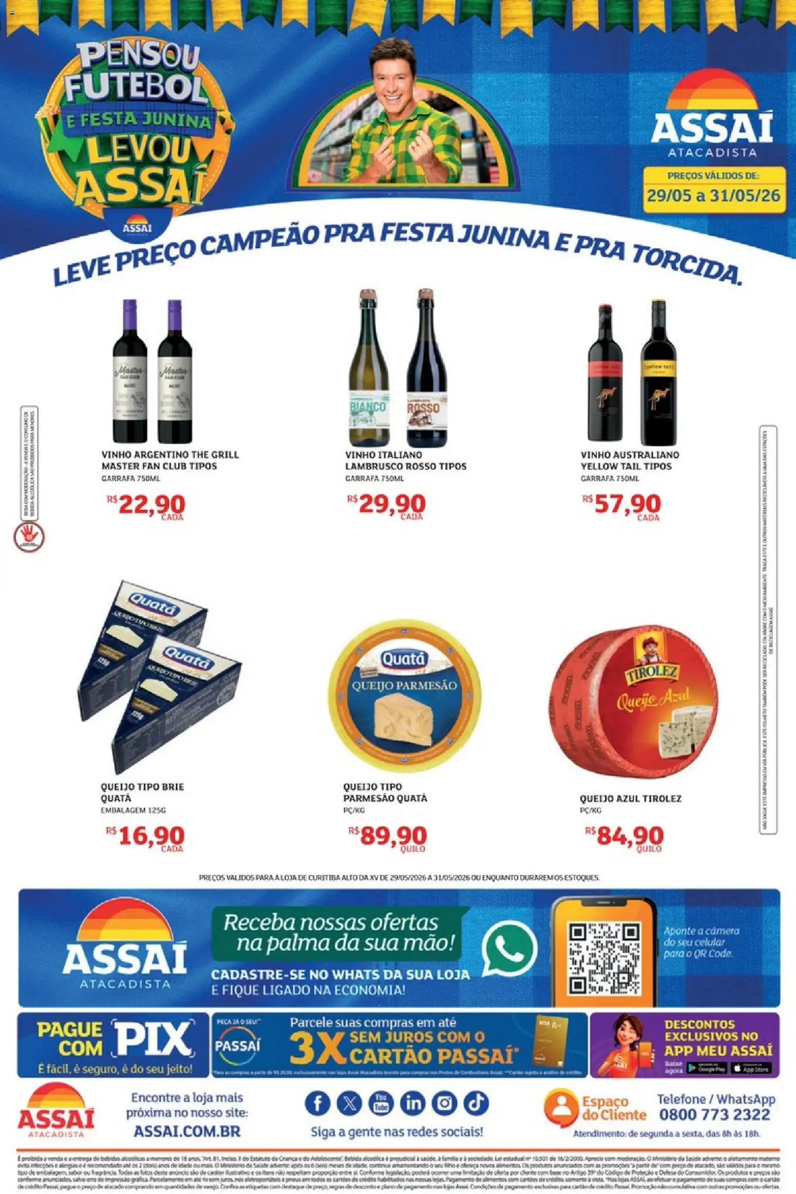 Assaí Atacadista Folheto - válido de 28.05.2026 | Página: 1 | Produtos: Queijo, Brie, Telefone, Câmera