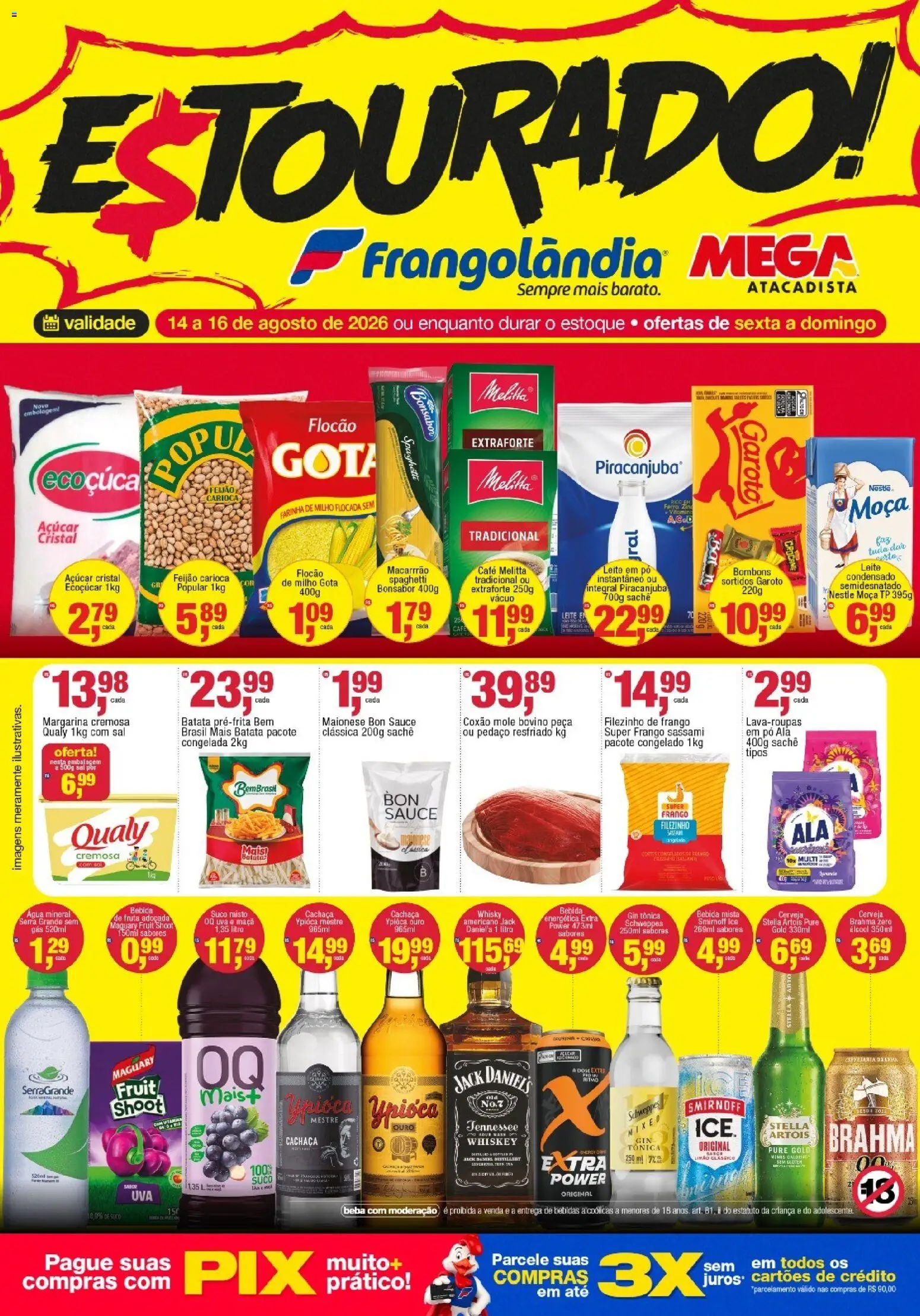 Frangolândia Folheto - válido de 14/08/2026 | Página: 1 | Produtos: Álcool, Whisky, Água, Milho